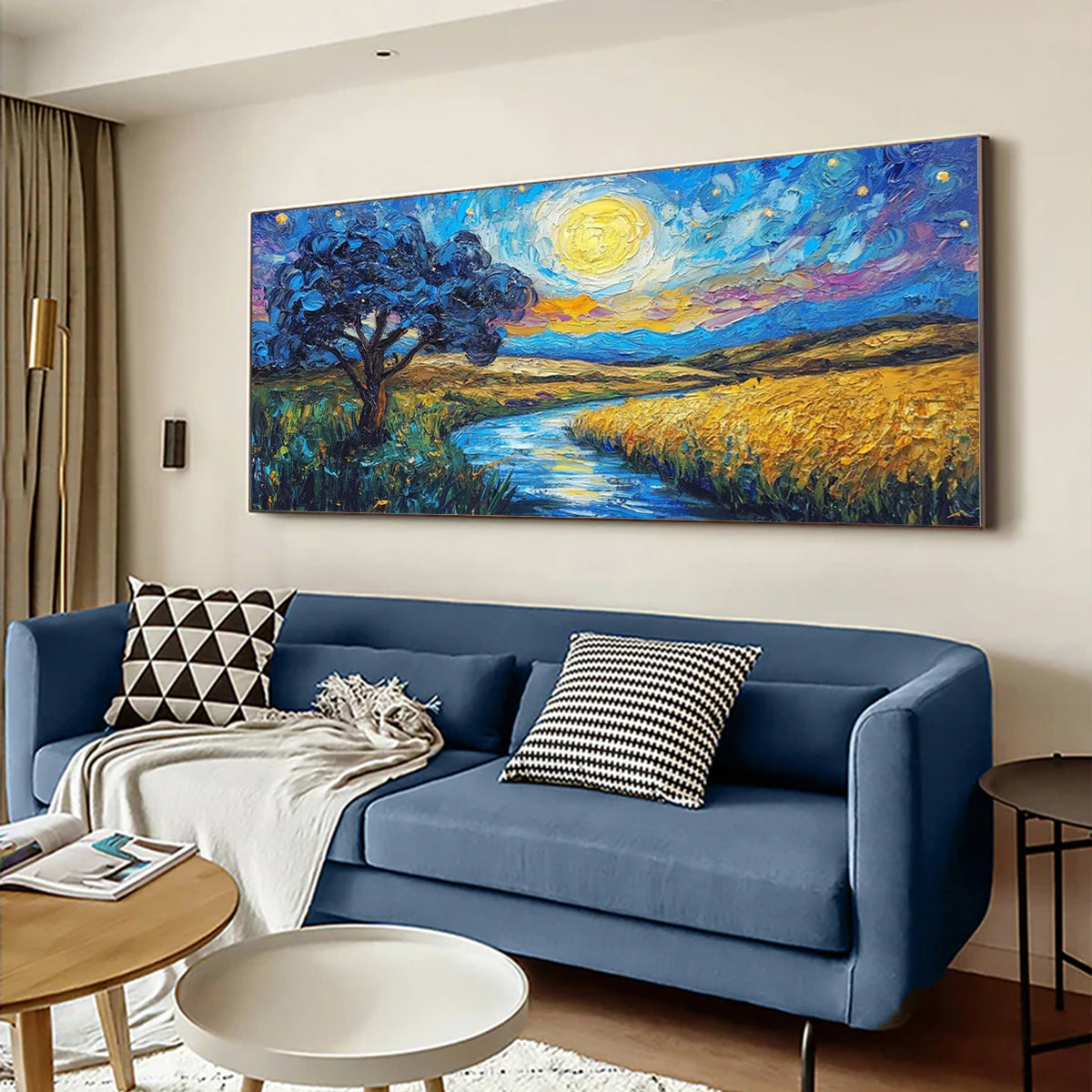 Flower and tree oil painting wall mural, hand-painted abstract artwork FP#003