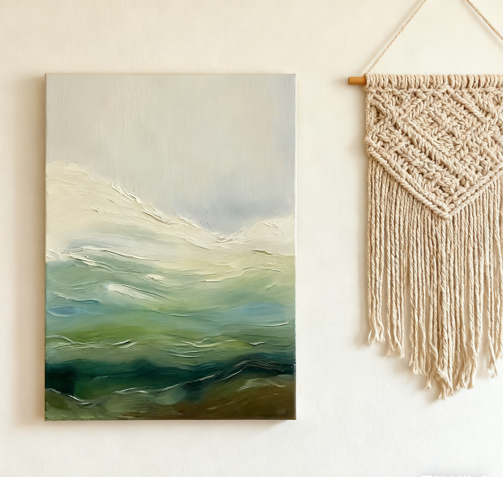 Contemporary Abstract with Blended Greens, Blues, and Whites #BGA 251