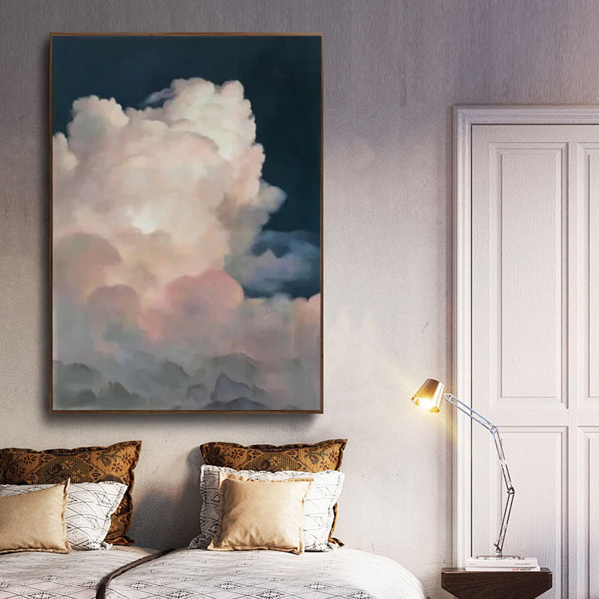 Sky-themed oil painting wall mural, hand-painted abstract artwork SP#001