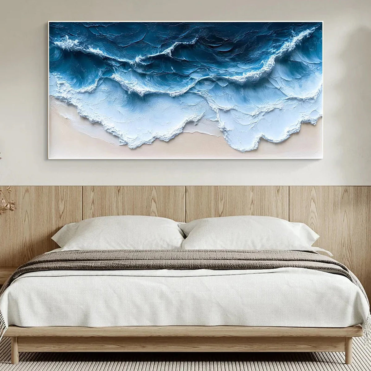 Ocean-themed oil painting wall decoration, hand-painted abstract artwork OP#011
