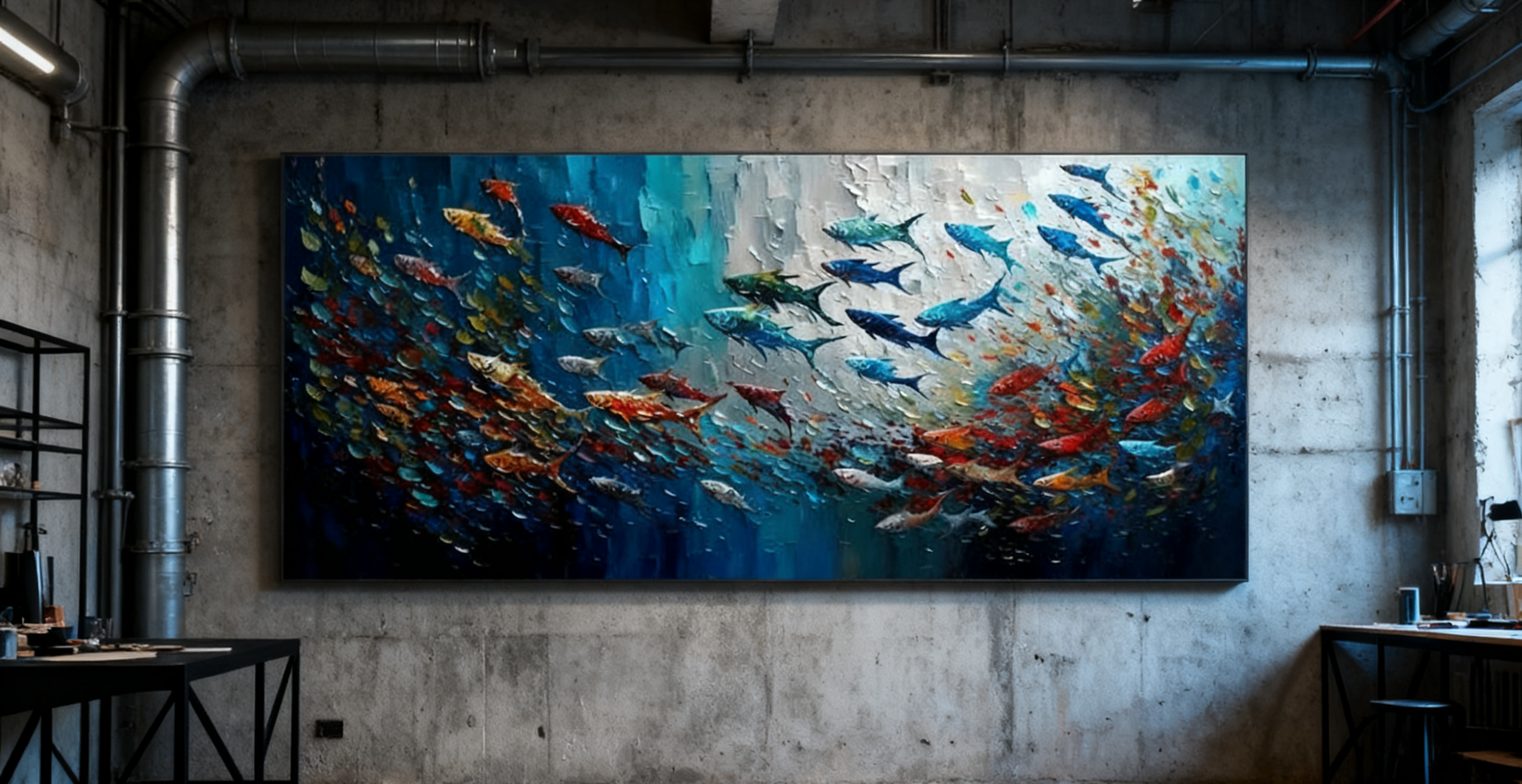 Blue & Green Minimalist Abstract Painting #BGM 009