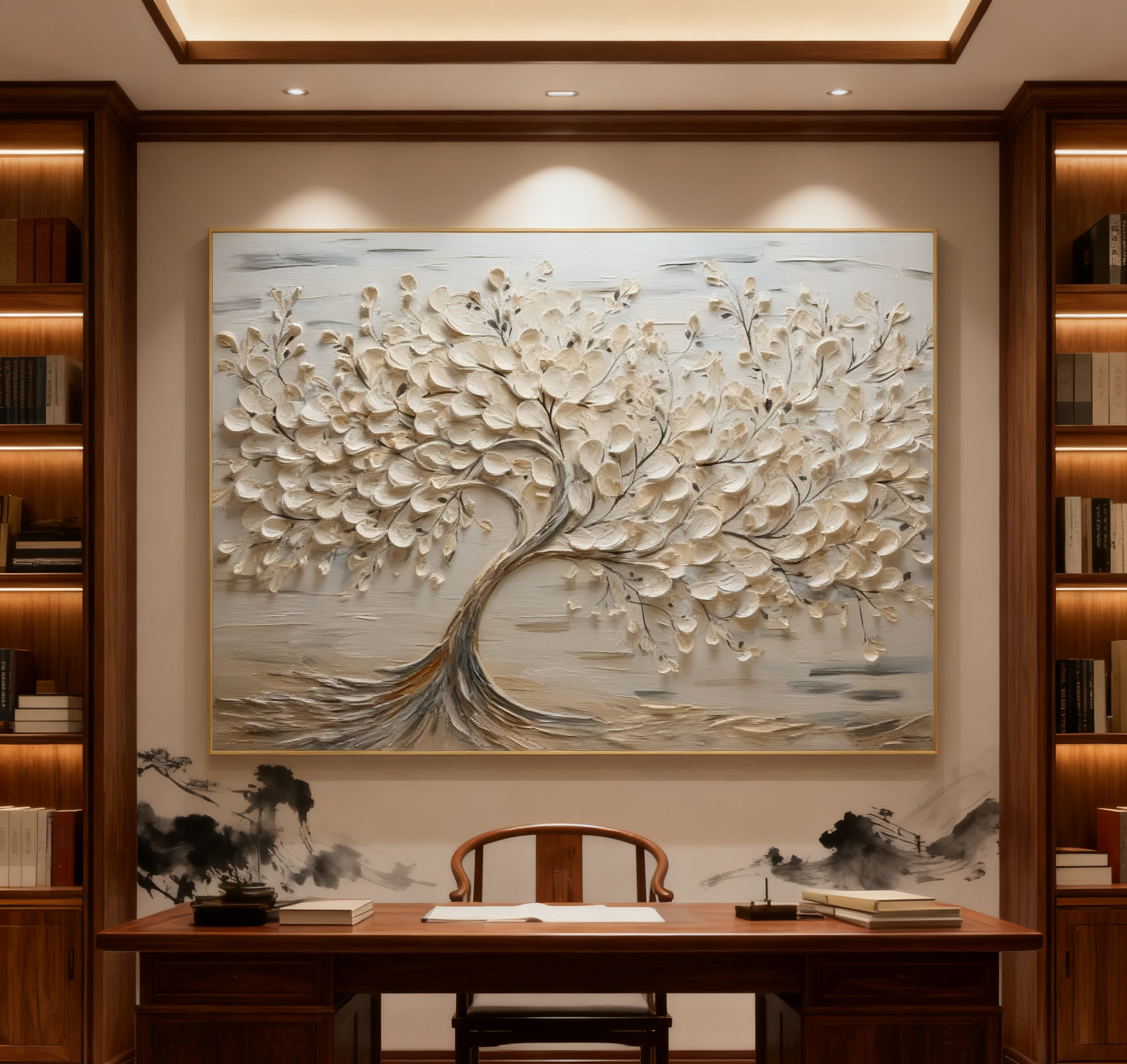 Hand-Painted 3D Tree Art on Canvas for Modern Living Rooms #FT 015