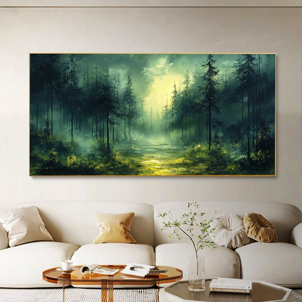 Flower and tree oil painting wall mural, hand-painted abstract artwork FP#001