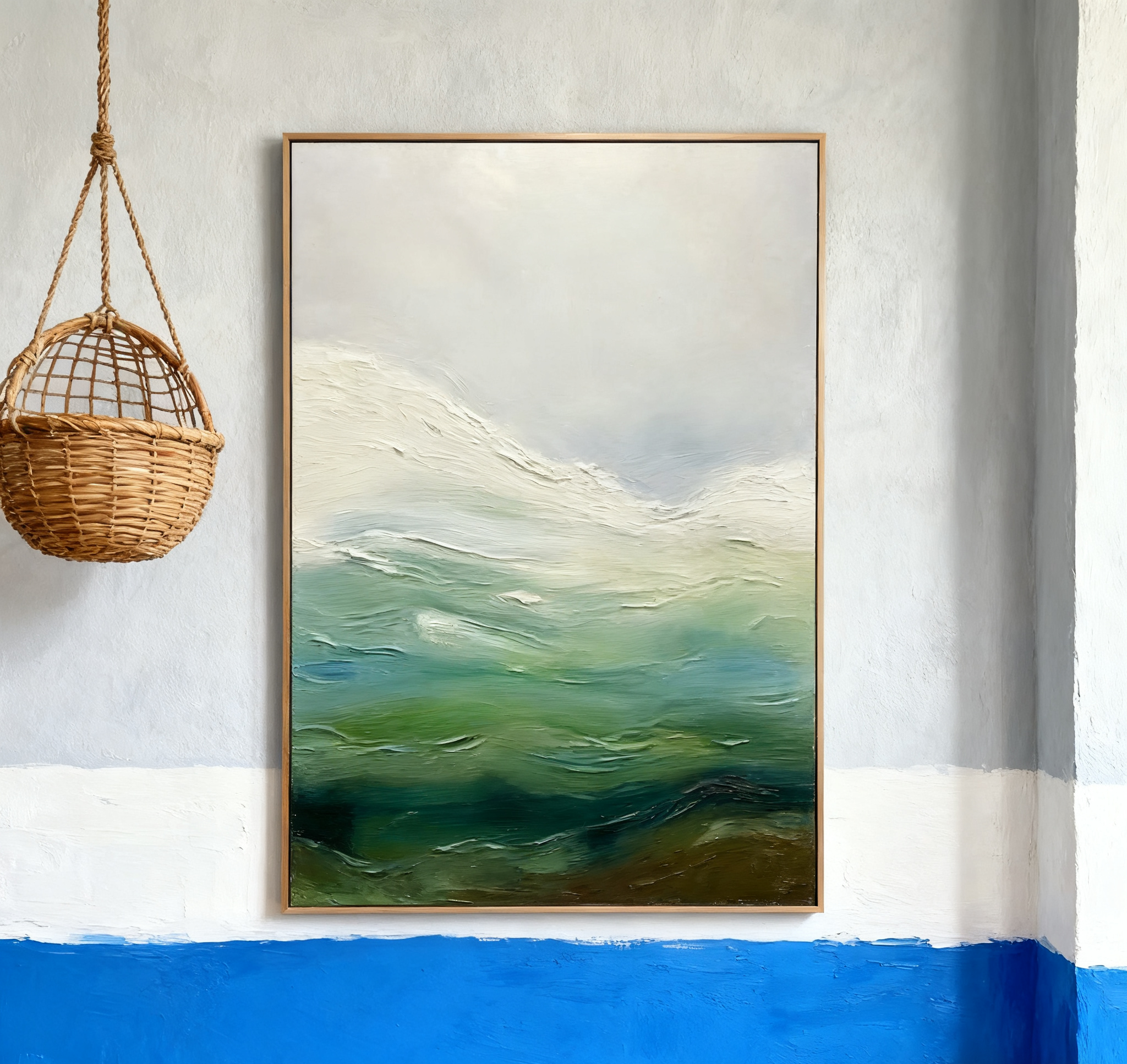 Contemporary Abstract with Blended Greens, Blues, and Whites #BGA 251