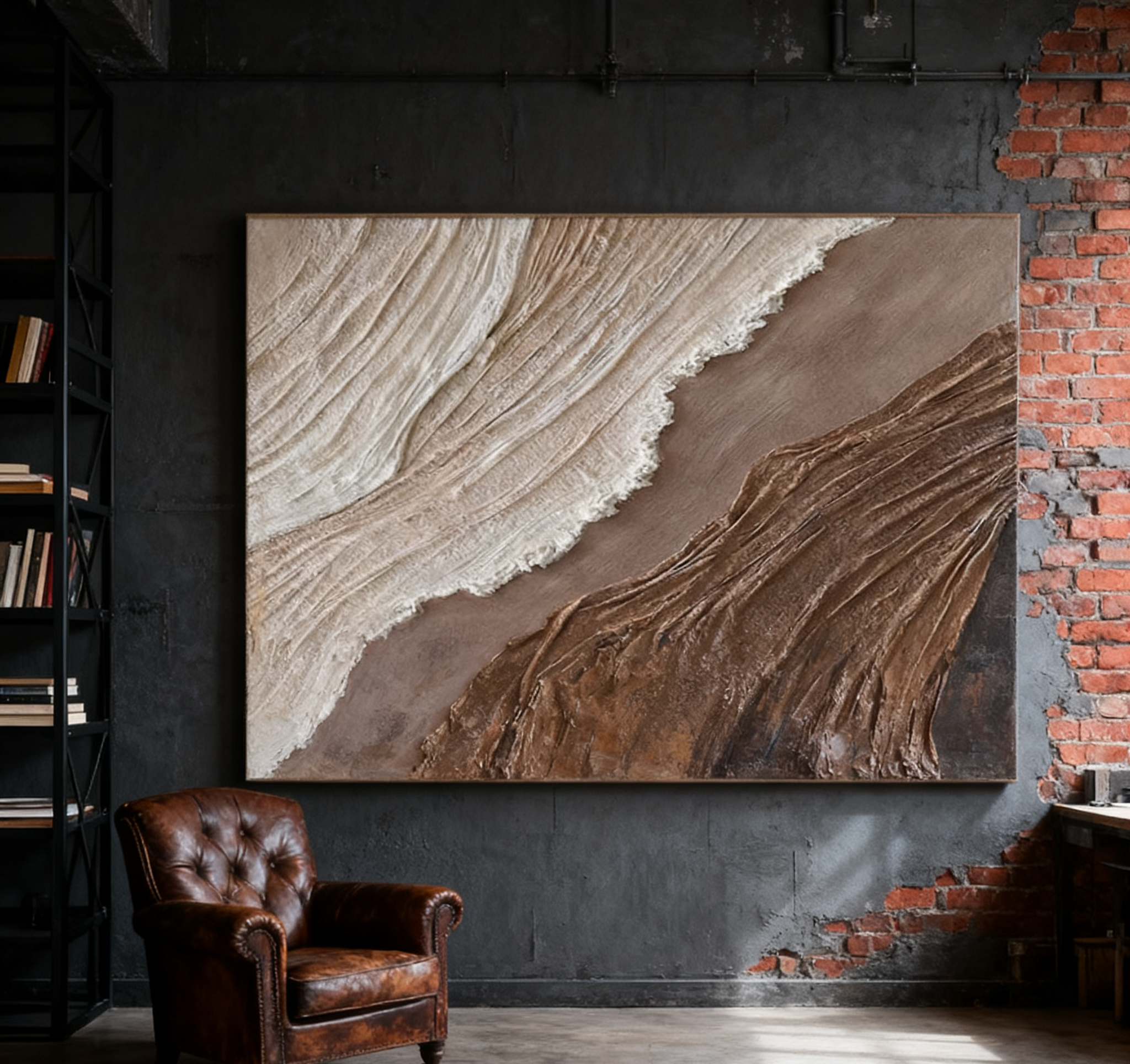 Beige & Brown Minimalist Painting #BBM 002