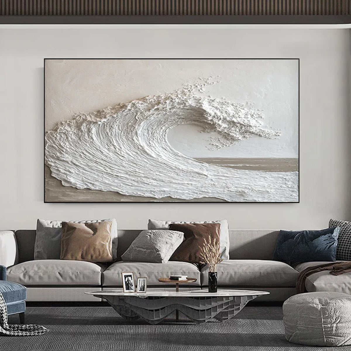 Ocean-themed oil painting wall decoration, hand-painted abstract artwork OP#009