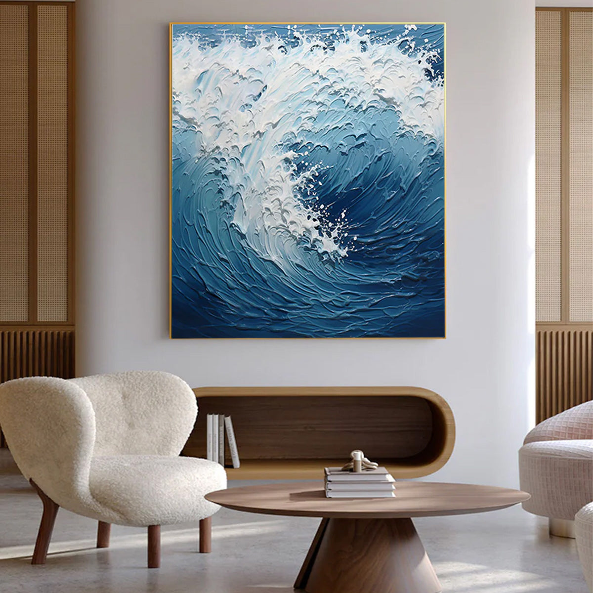 Ocean-themed oil painting wall decoration, hand-painted abstract artwork OP#002