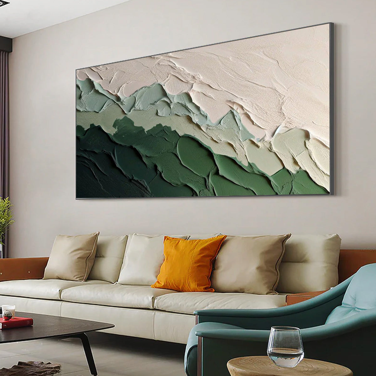Ocean-themed oil painting wall decoration, hand-painted abstract artwork OP#001
