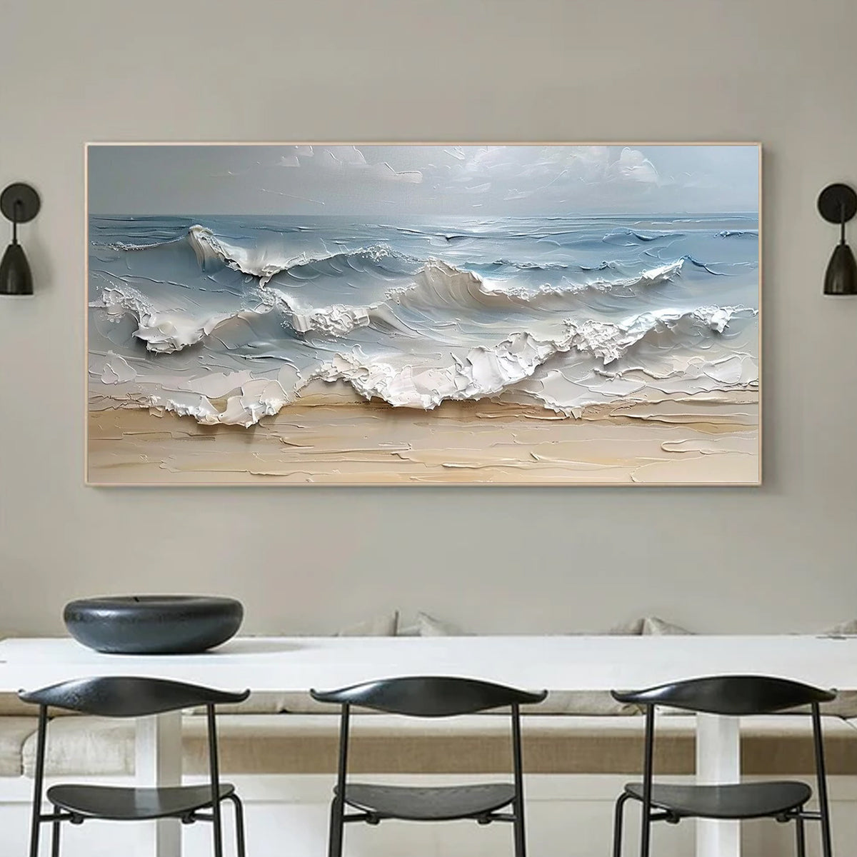 Ocean-themed oil painting wall decoration, hand-painted abstract artwork OP#005