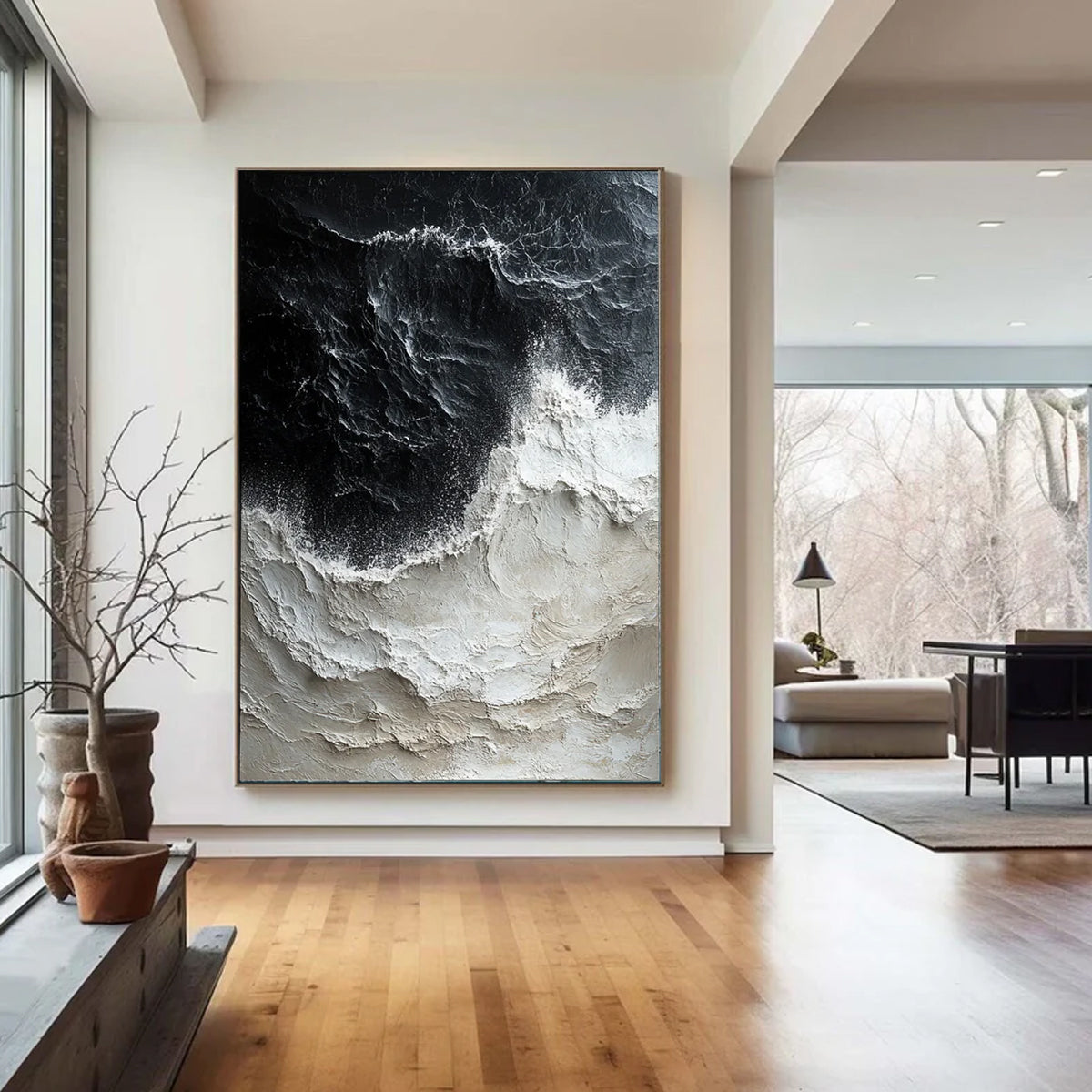 Ocean-themed oil painting wall decoration, hand-painted abstract artwork OP#008