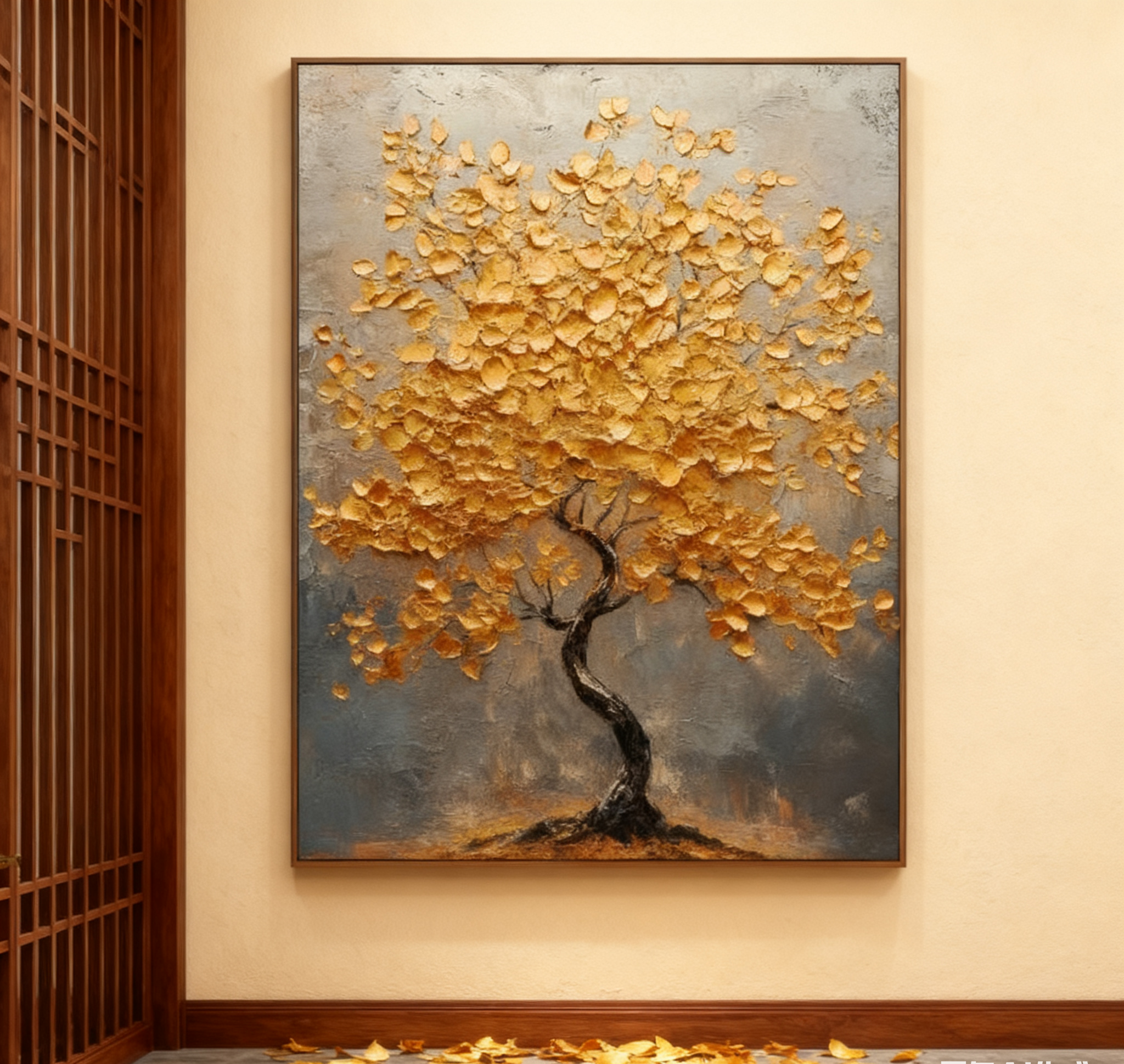 Golden Tree of Tranquility Canvas Art Luxurious Wall Decor #FT 061