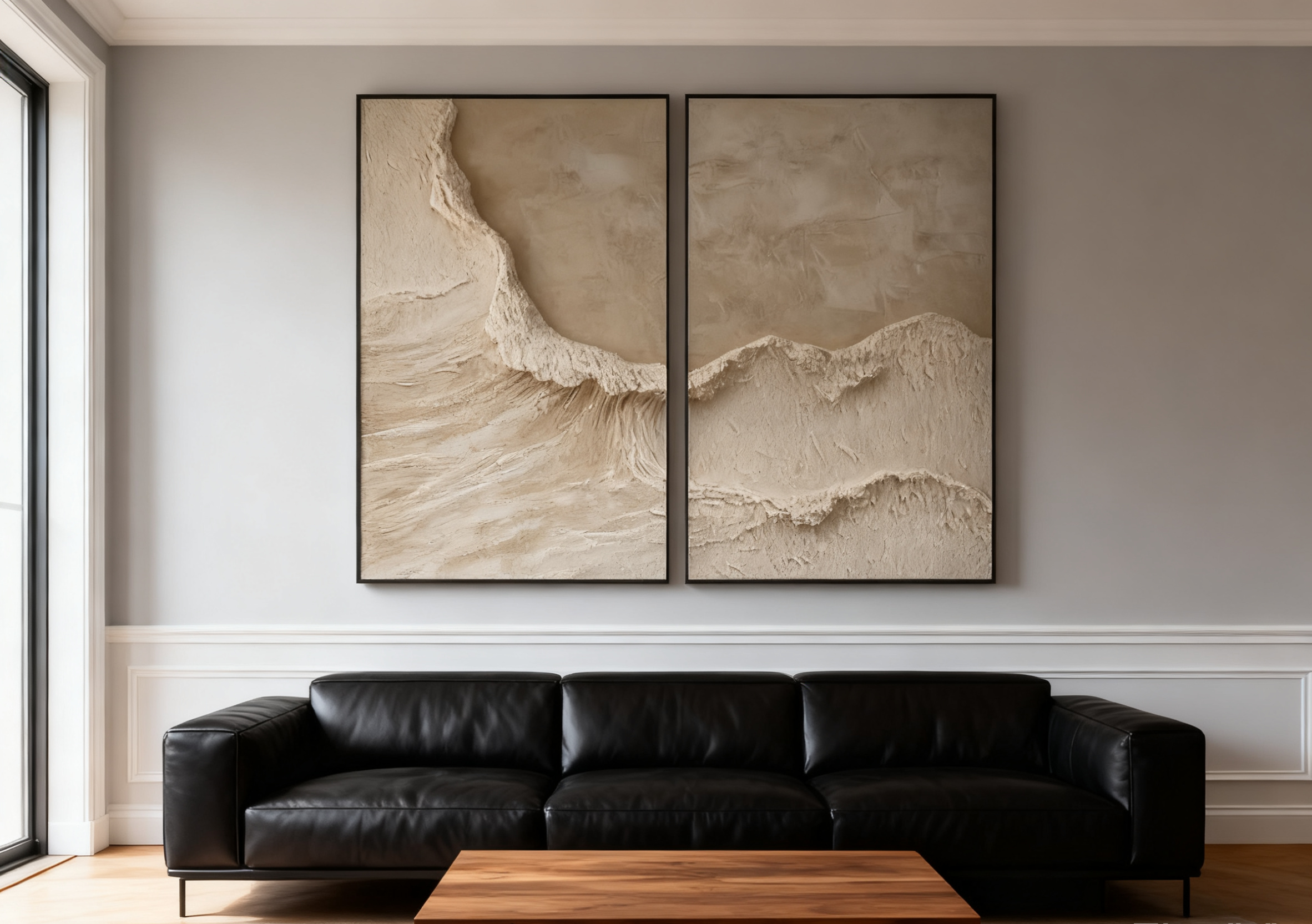 Beige & Brown Minimalist Painting Set Of 2 #BBS 004