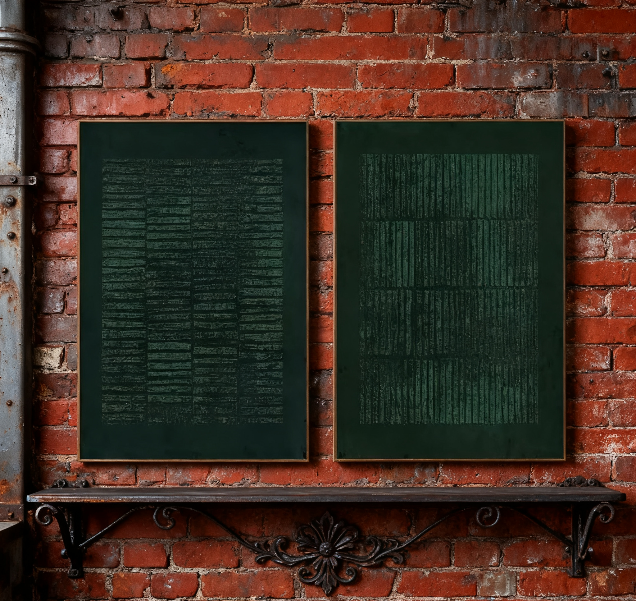 Blue & Green Abstract Painting SET OF 2 #AVG 001