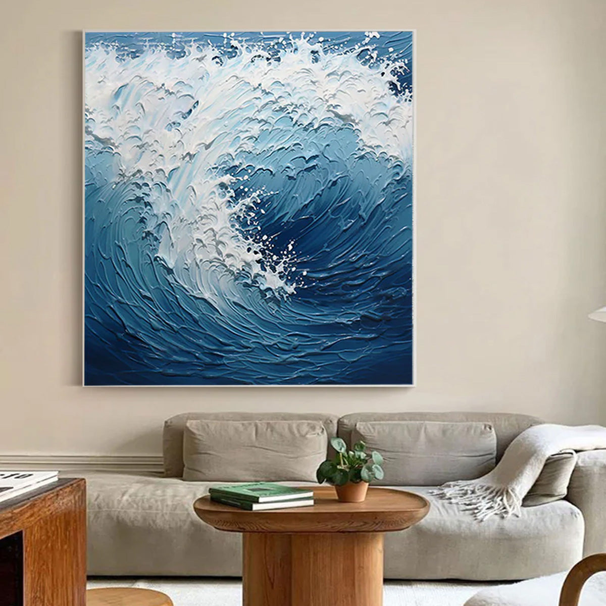 Ocean-themed oil painting wall decoration, hand-painted abstract artwork OP#002