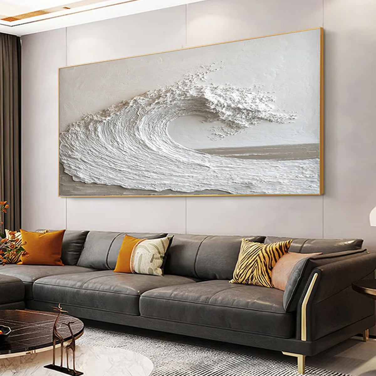 Ocean-themed oil painting wall decoration, hand-painted abstract artwork OP#009