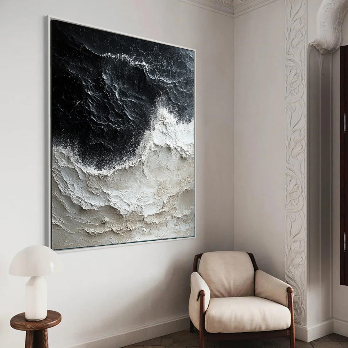 Ocean-themed oil painting wall decoration, hand-painted abstract artwork OP#008