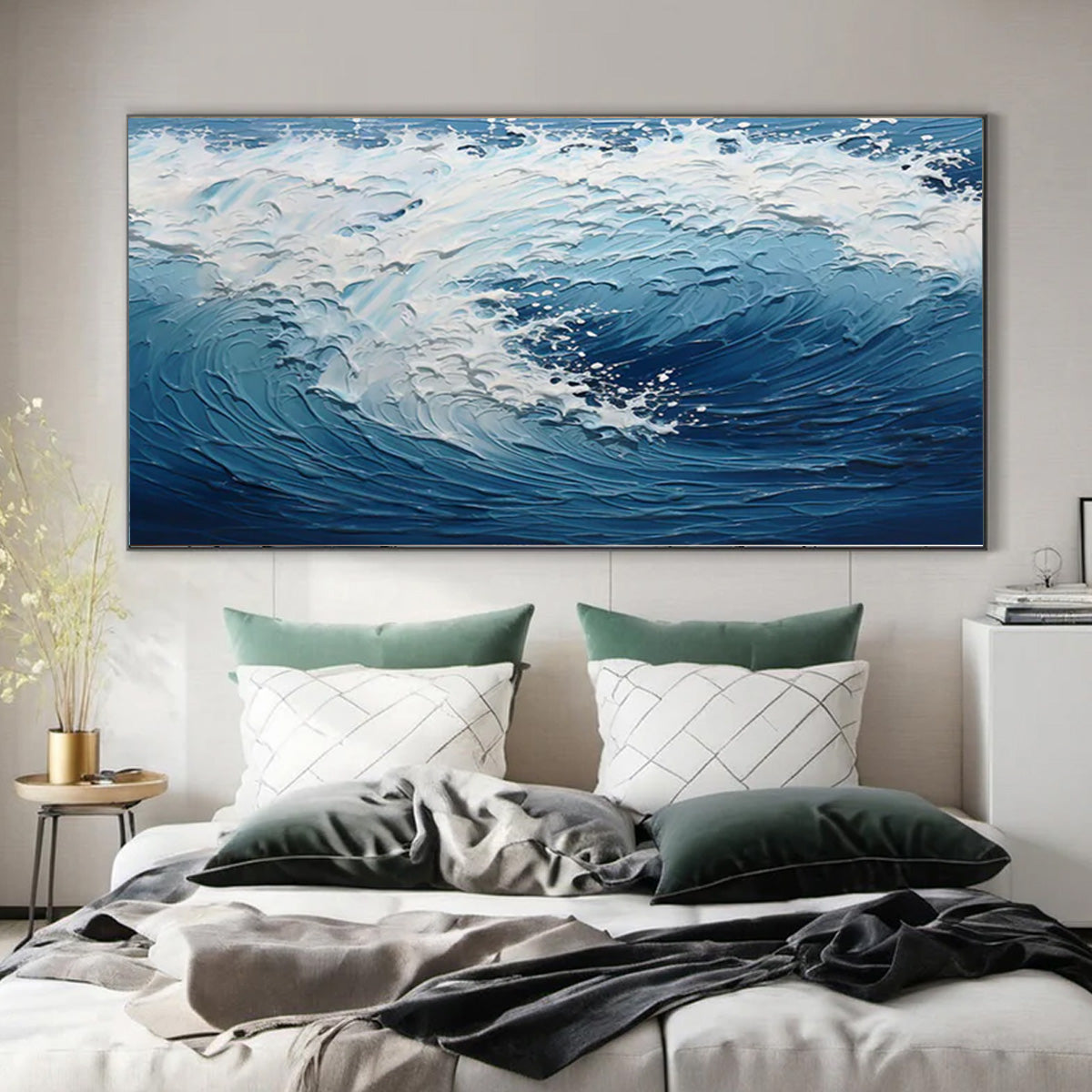 Ocean-themed oil painting wall decoration, hand-painted abstract artwork OP#003