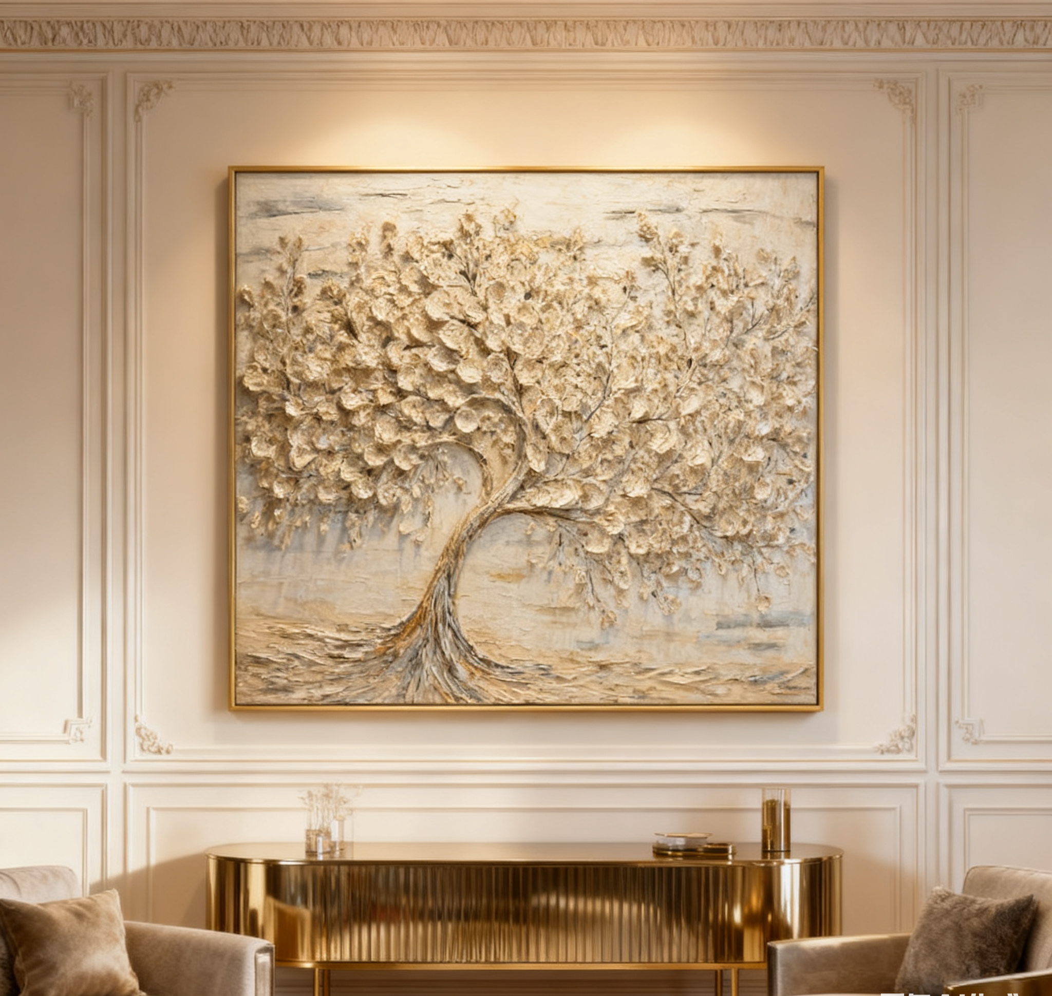 Hand-Painted 3D Tree Art on Canvas for Modern Living Rooms #FT 015