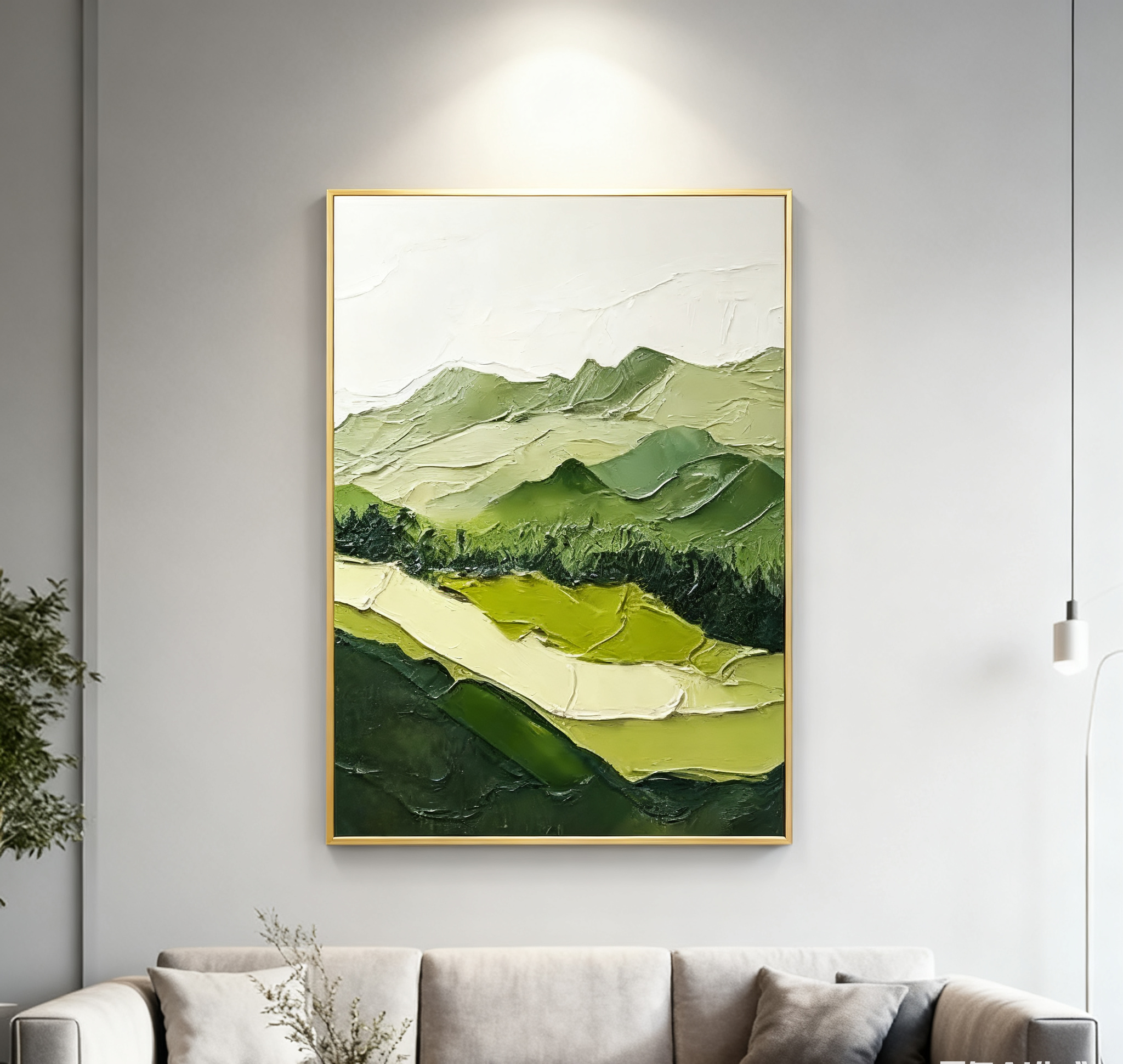 Modern Green Mountain Wall Art Nature-Inspired Decor for Contemporary Spaces #BGM 037