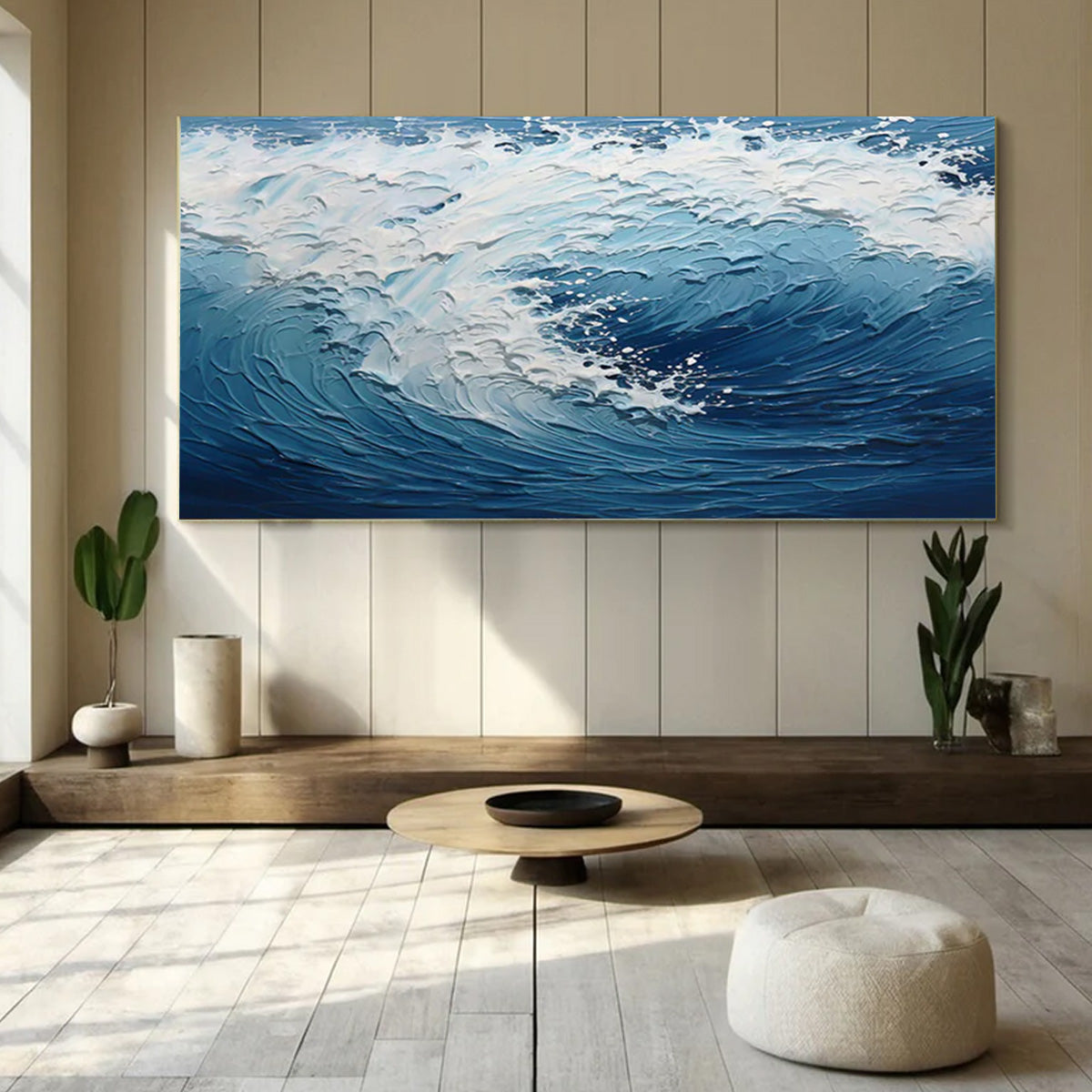 Ocean-themed oil painting wall decoration, hand-painted abstract artwork OP#003