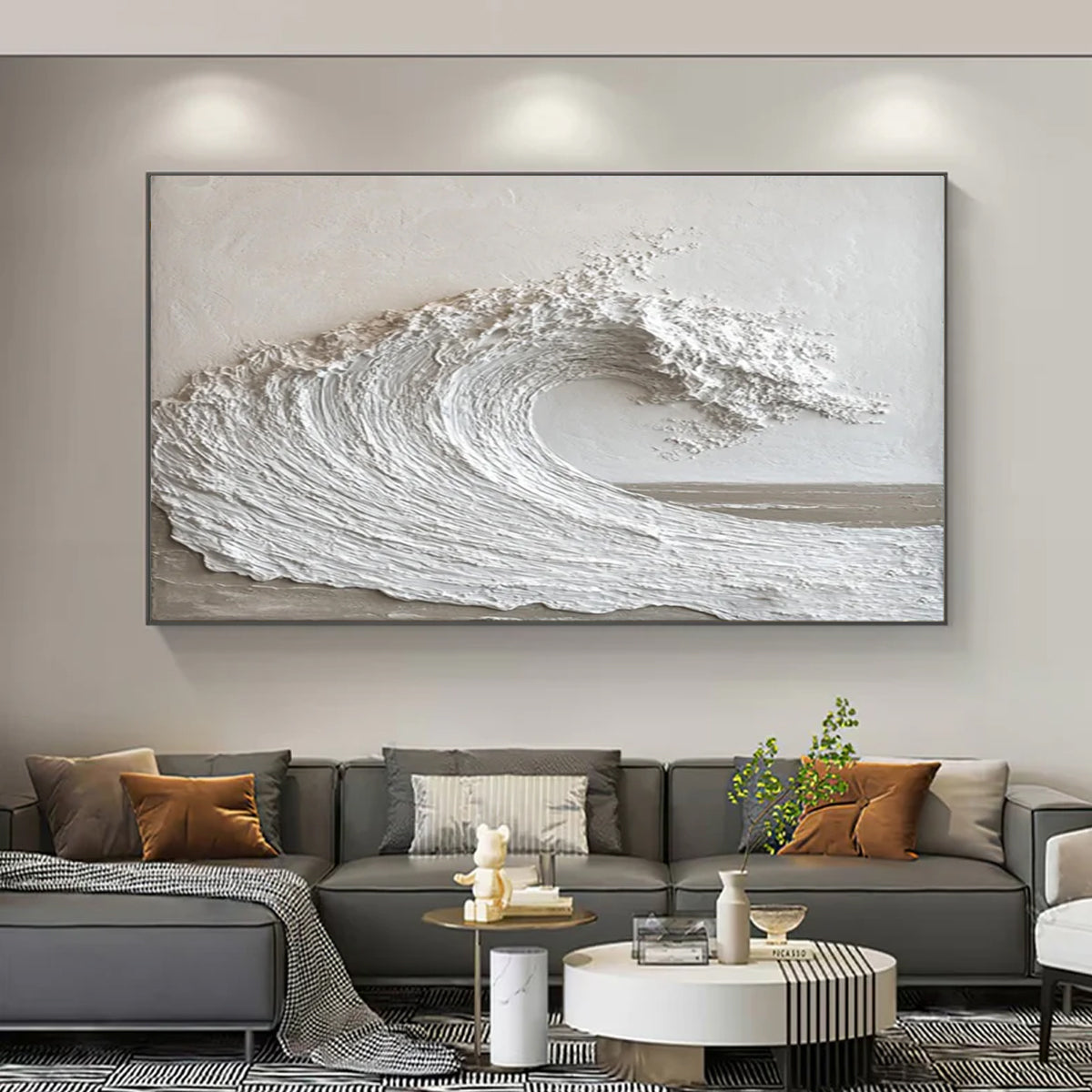 Ocean-themed oil painting wall decoration, hand-painted abstract artwork OP#009