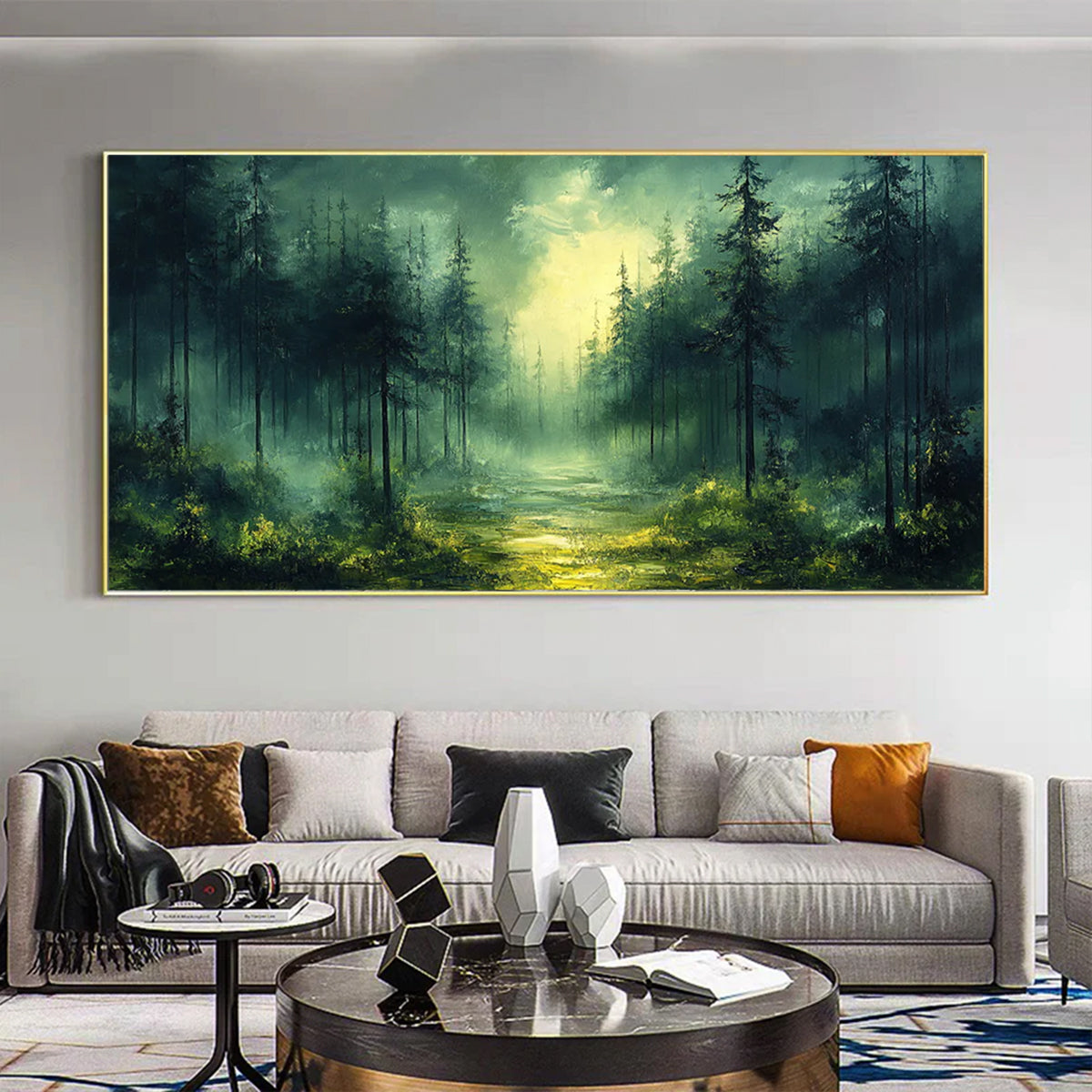 Flower and tree oil painting wall mural, hand-painted abstract artwork FP#001