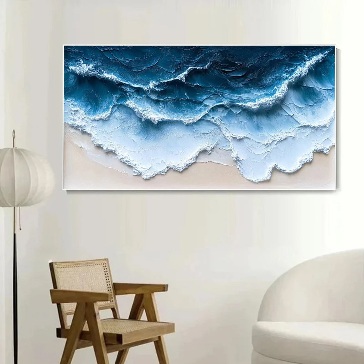 Ocean-themed oil painting wall decoration, hand-painted abstract artwork OP#011