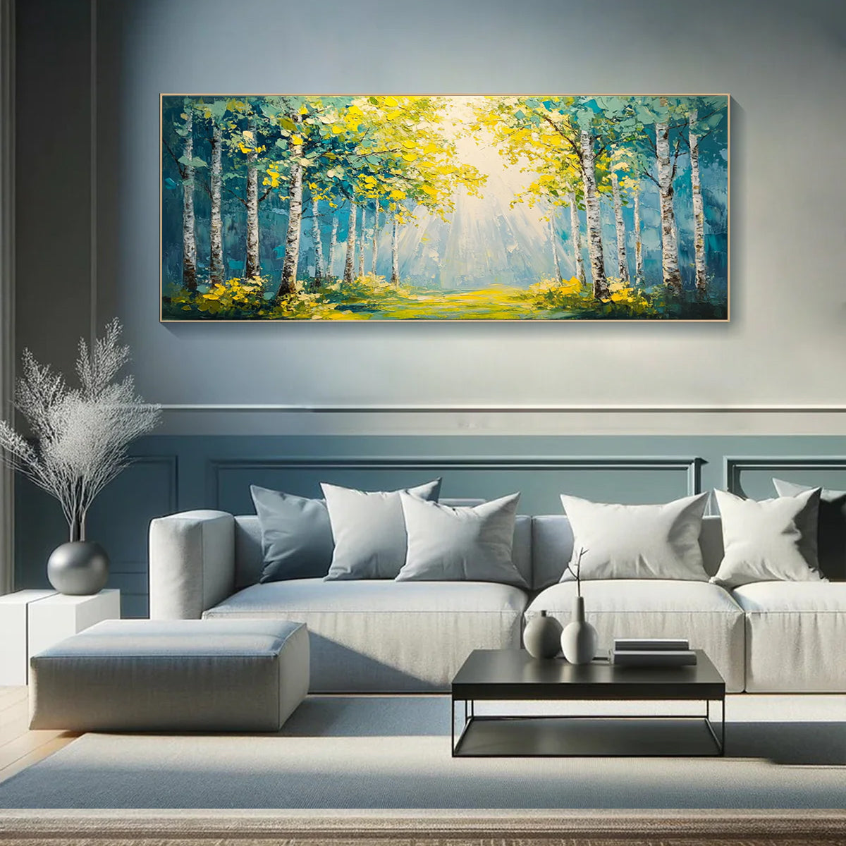 Flower and tree oil painting wall mural, hand-painted abstract artwork FP#002