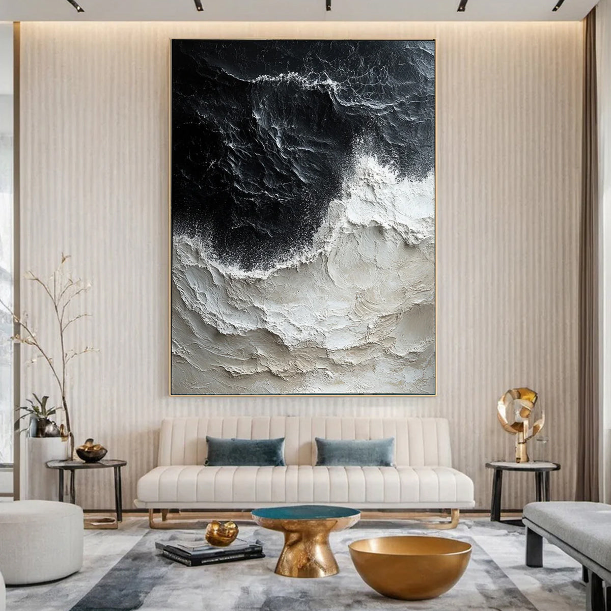 Ocean-themed oil painting wall decoration, hand-painted abstract artwork OP#008
