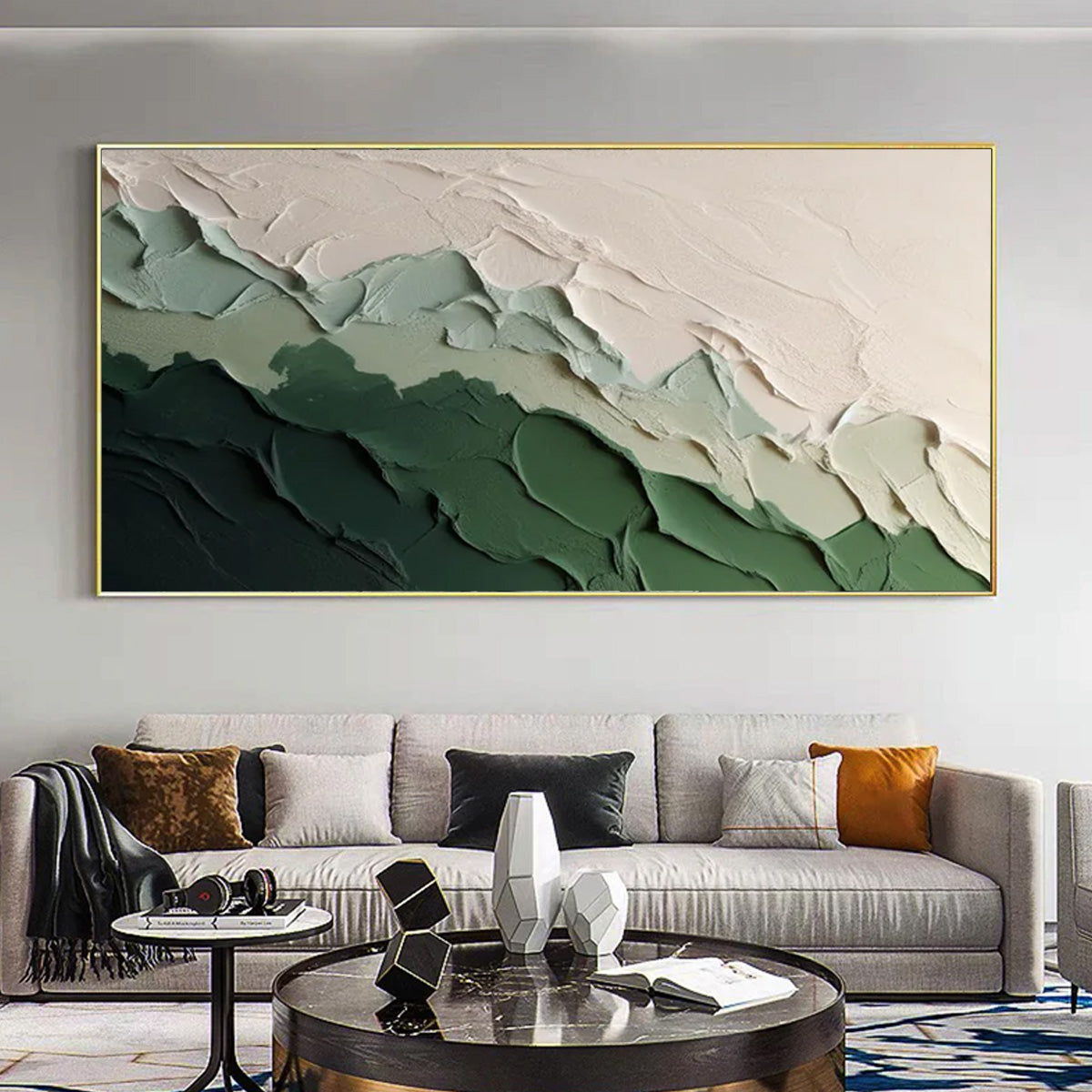 Ocean-themed oil painting wall decoration, hand-painted abstract artwork OP#001