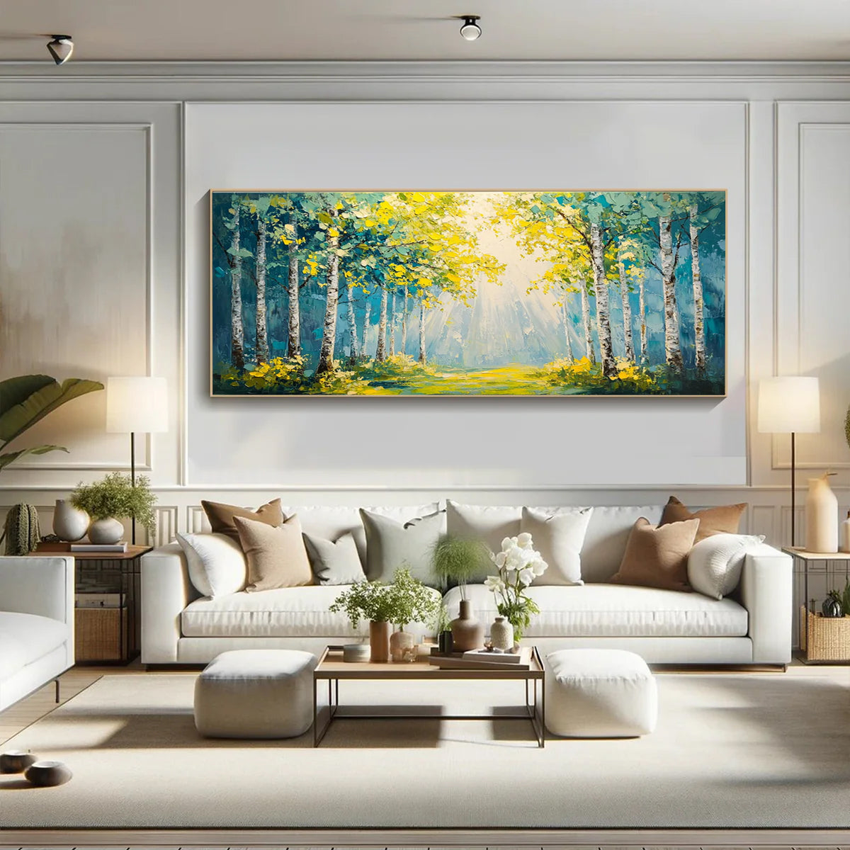 Flower and tree oil painting wall mural, hand-painted abstract artwork FP#002
