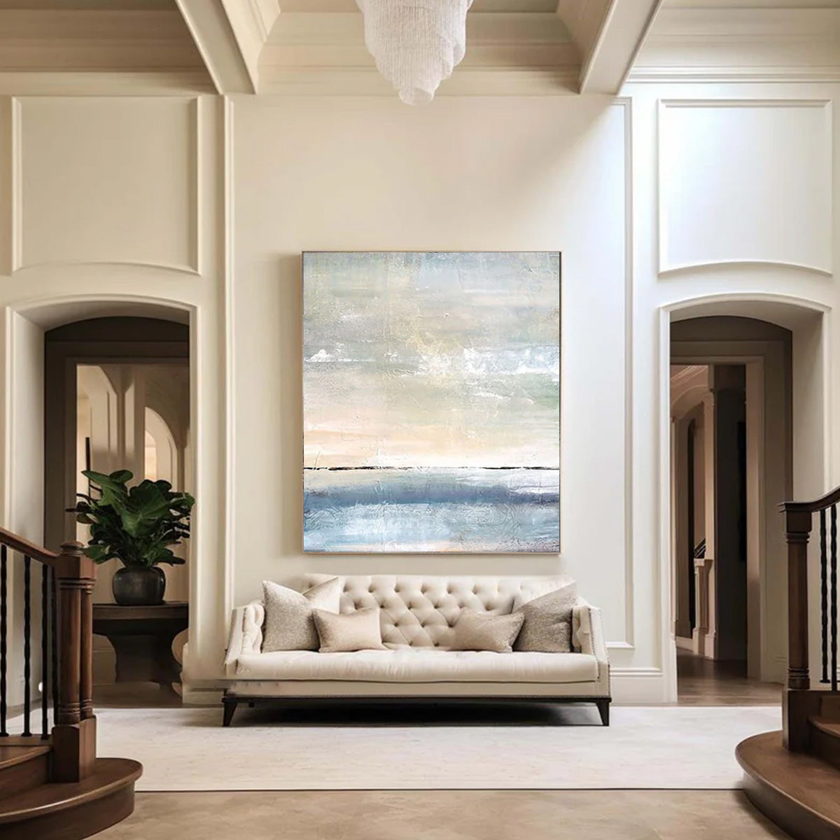 Ocean-themed oil painting wall decoration, hand-painted abstract artwork OP#004