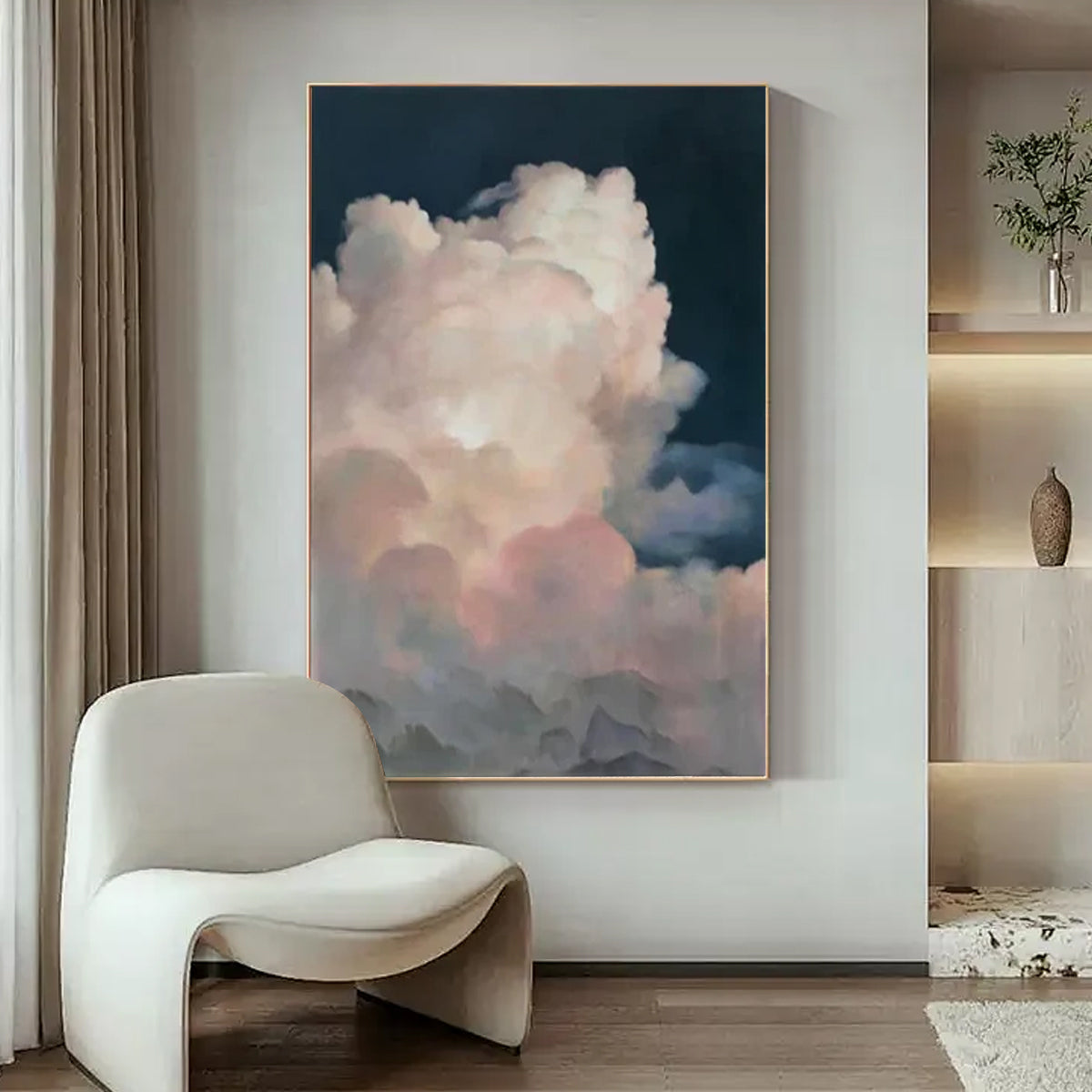 Sky-themed oil painting wall mural, hand-painted abstract artwork SP#001