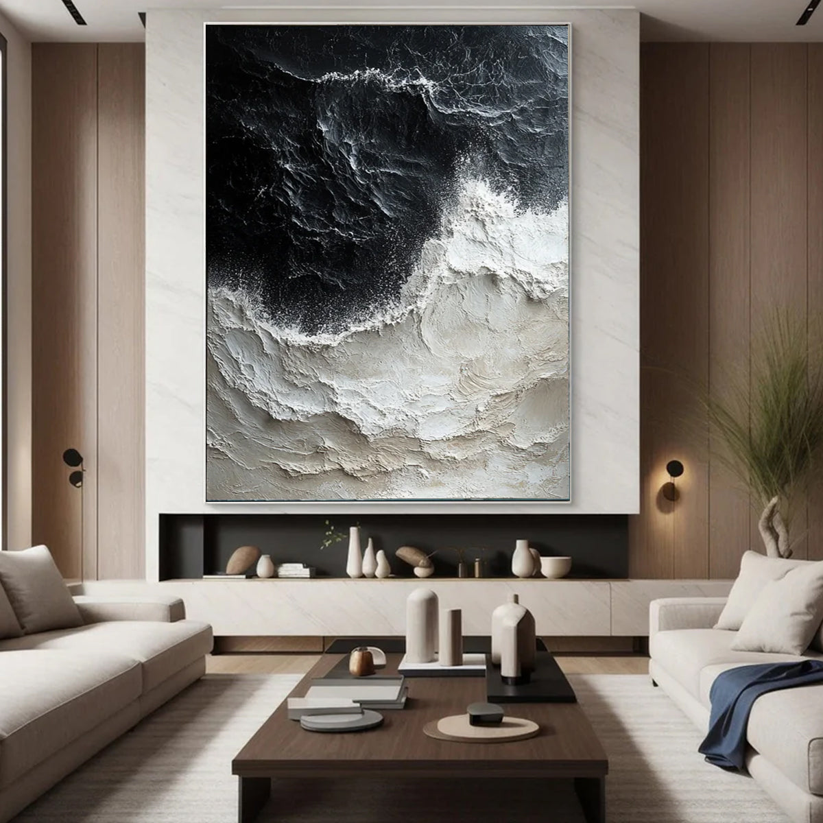 Ocean-themed oil painting wall decoration, hand-painted abstract artwork OP#008