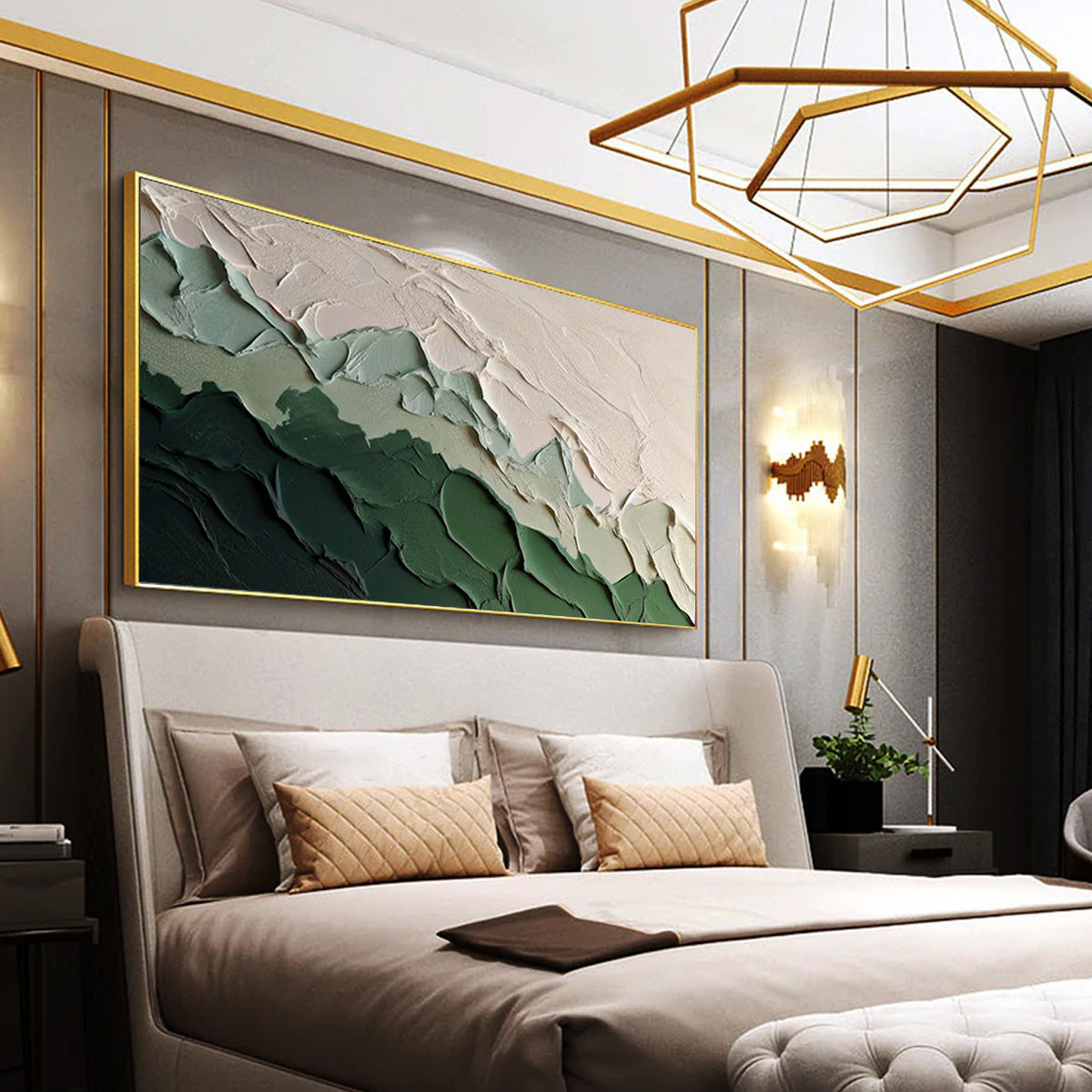 Ocean-themed oil painting wall decoration, hand-painted abstract artwork OP#001