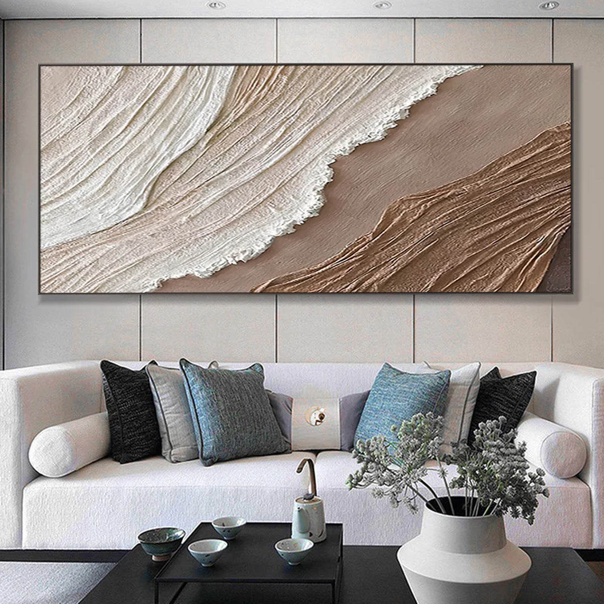 Ocean-themed oil painting wall decoration, hand-painted abstract artwork OP#012