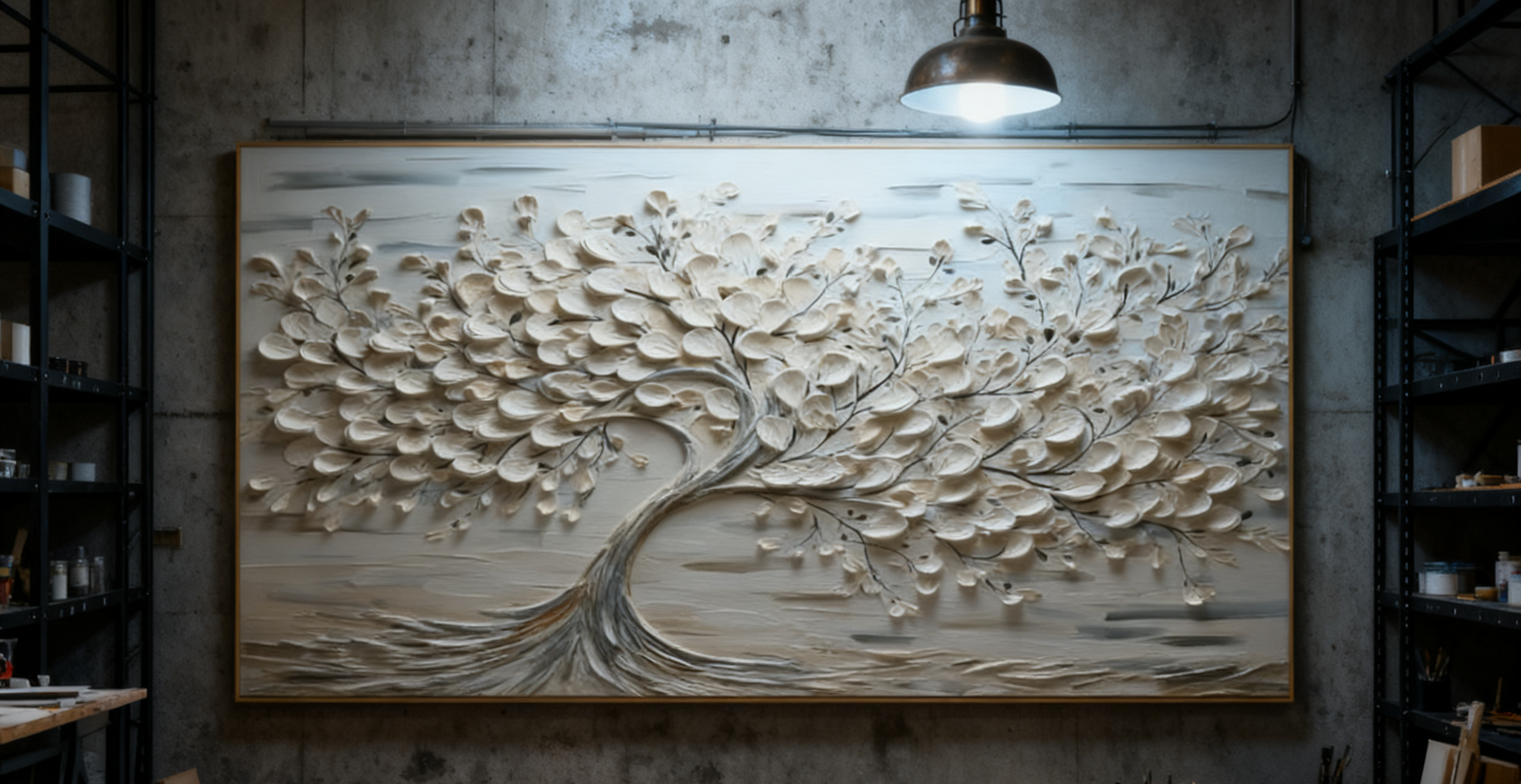 Hand-Painted 3D Tree Art on Canvas for Modern Living Rooms #FT 015