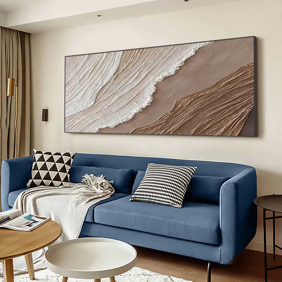 Ocean-themed oil painting wall decoration, hand-painted abstract artwork OP#012