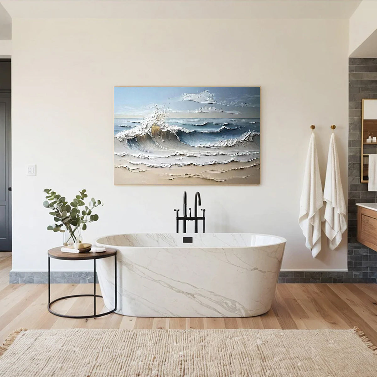 Ocean-themed oil painting wall decoration, hand-painted abstract artwork OP#006