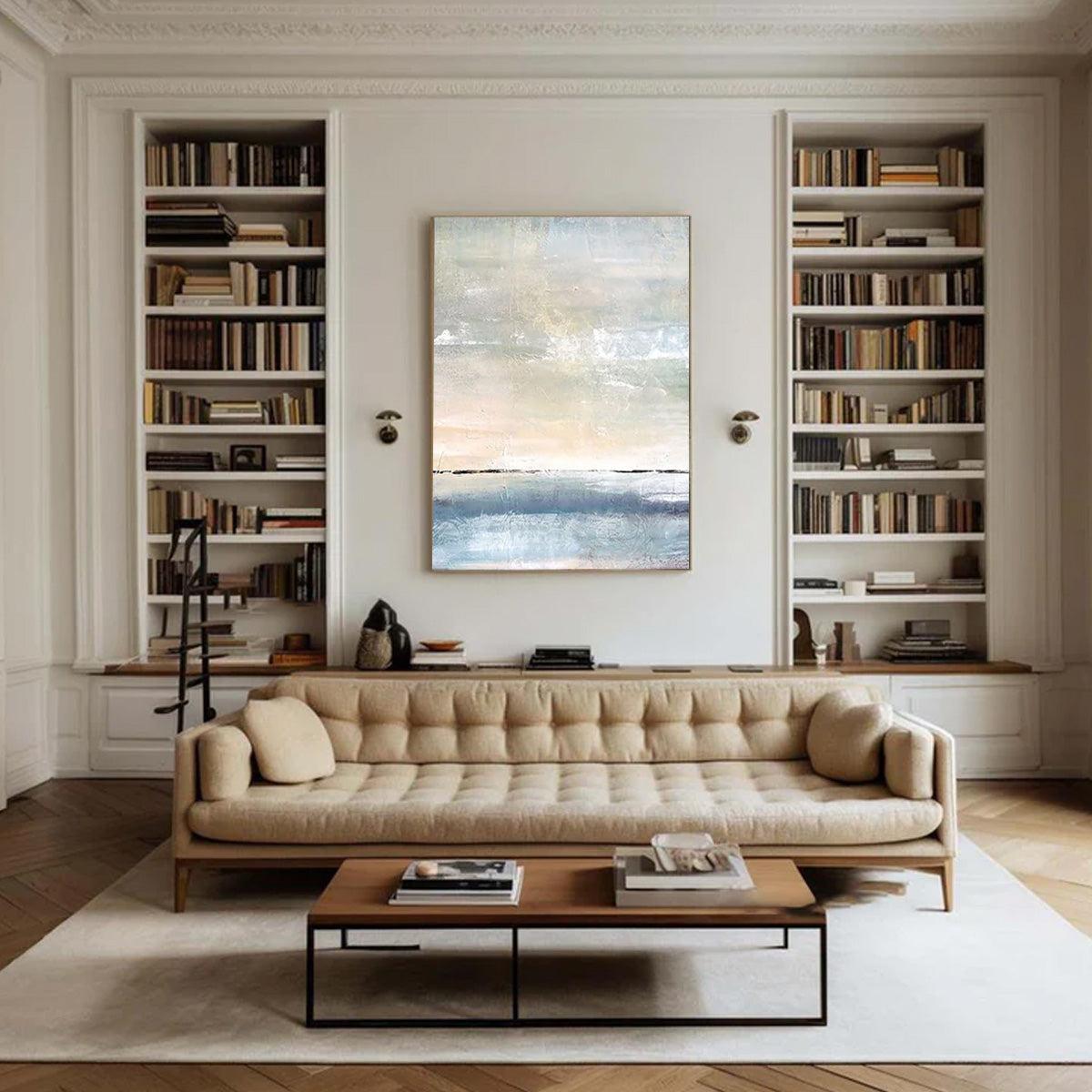 Ocean-themed oil painting wall decoration, hand-painted abstract artwork OP#004