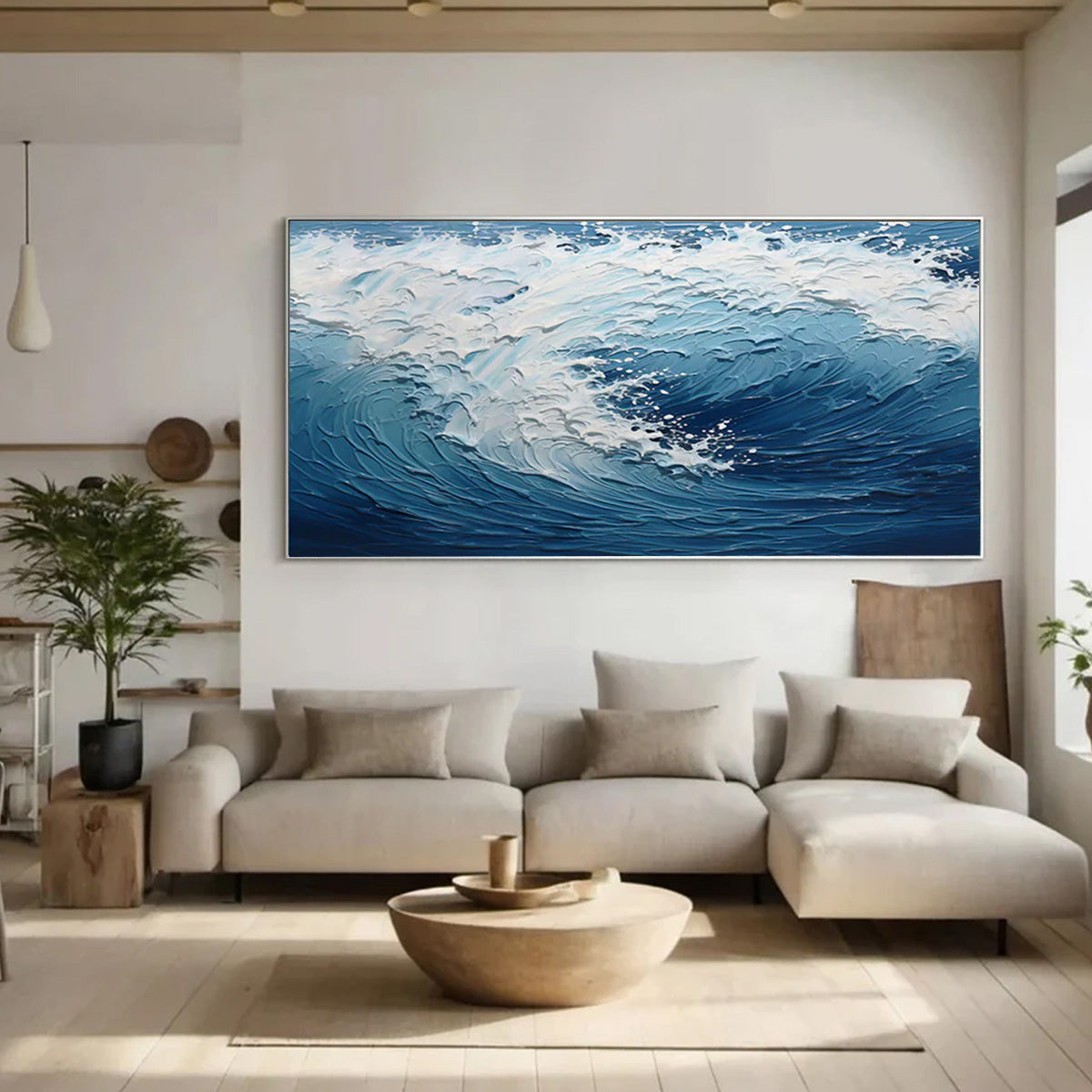 Ocean-themed oil painting wall decoration, hand-painted abstract artwork OP#003
