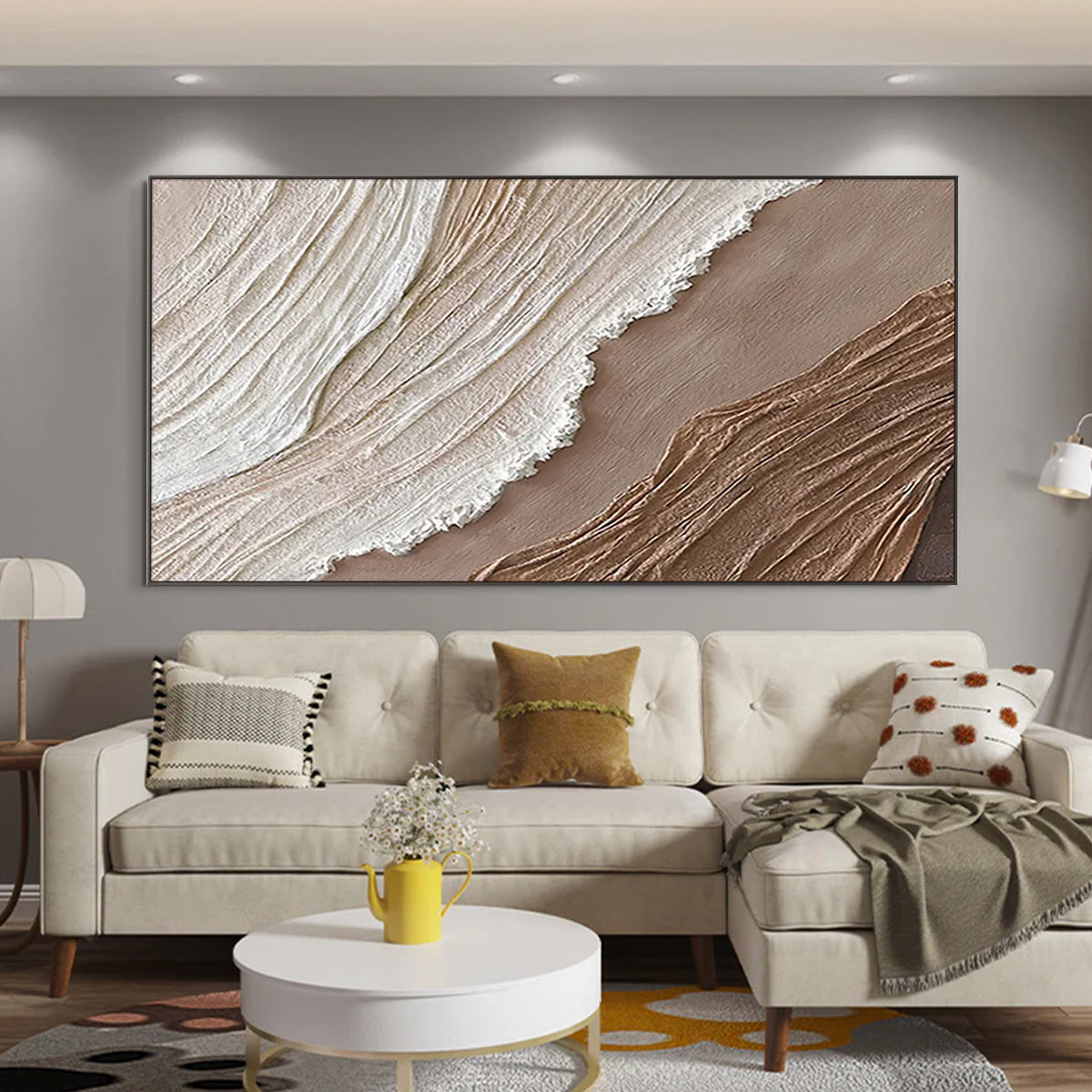 Ocean-themed oil painting wall decoration, hand-painted abstract artwork OP#012