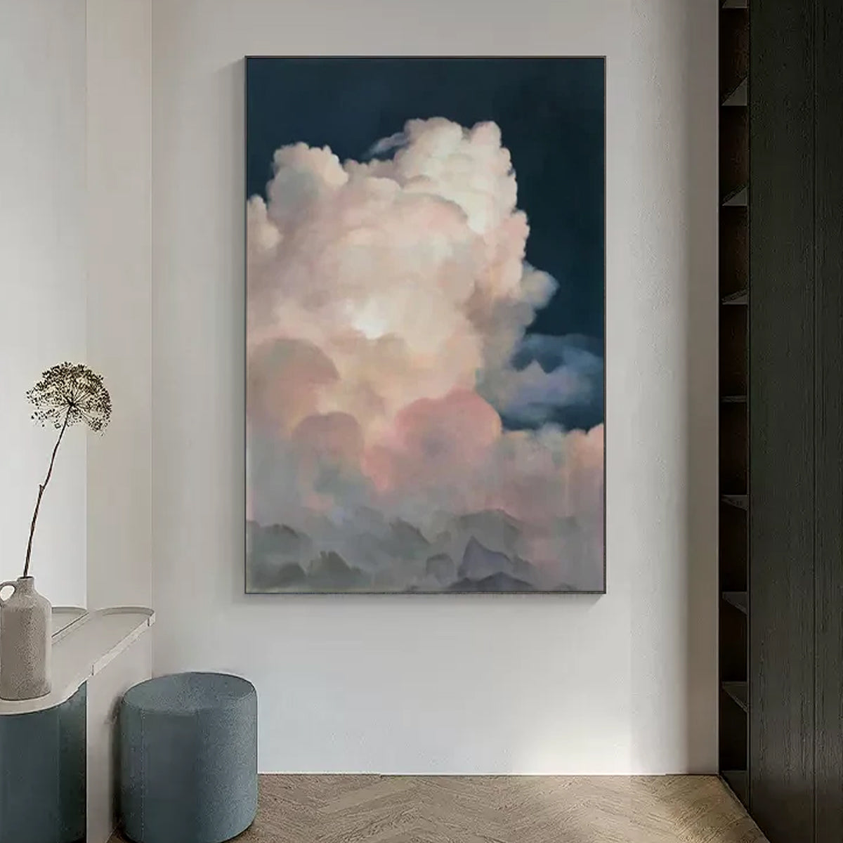 Sky-themed oil painting wall mural, hand-painted abstract artwork SP#001