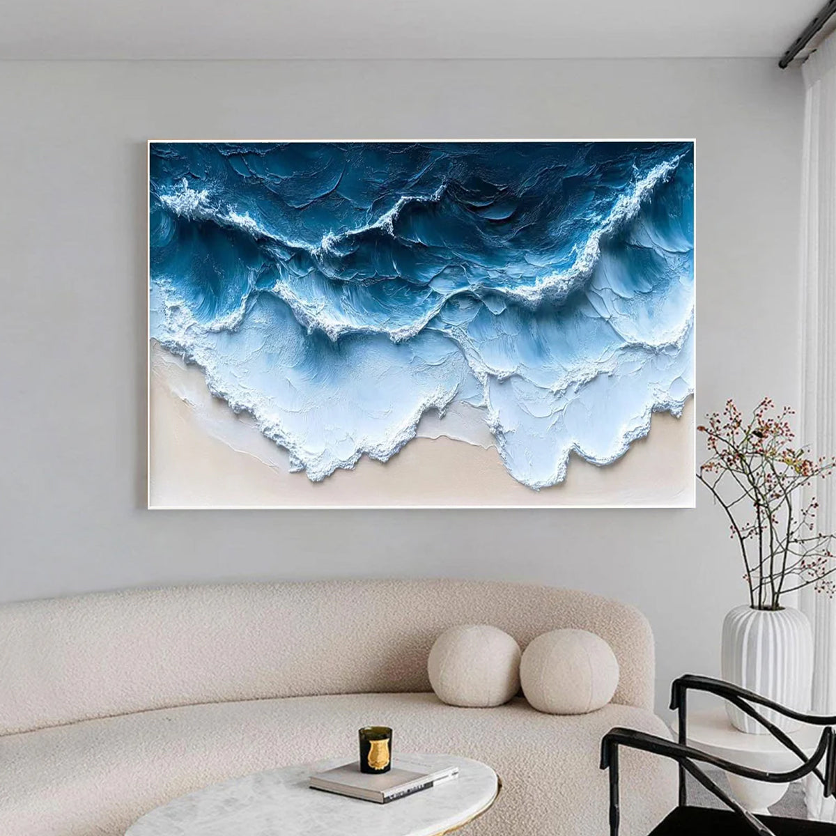 Ocean-themed oil painting wall decoration, hand-painted abstract artwork OP#011