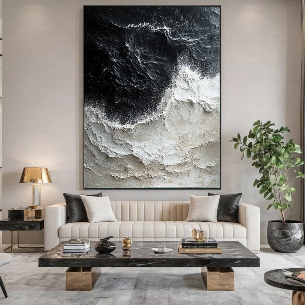 Ocean-themed oil painting wall decoration, hand-painted abstract artwork OP#008