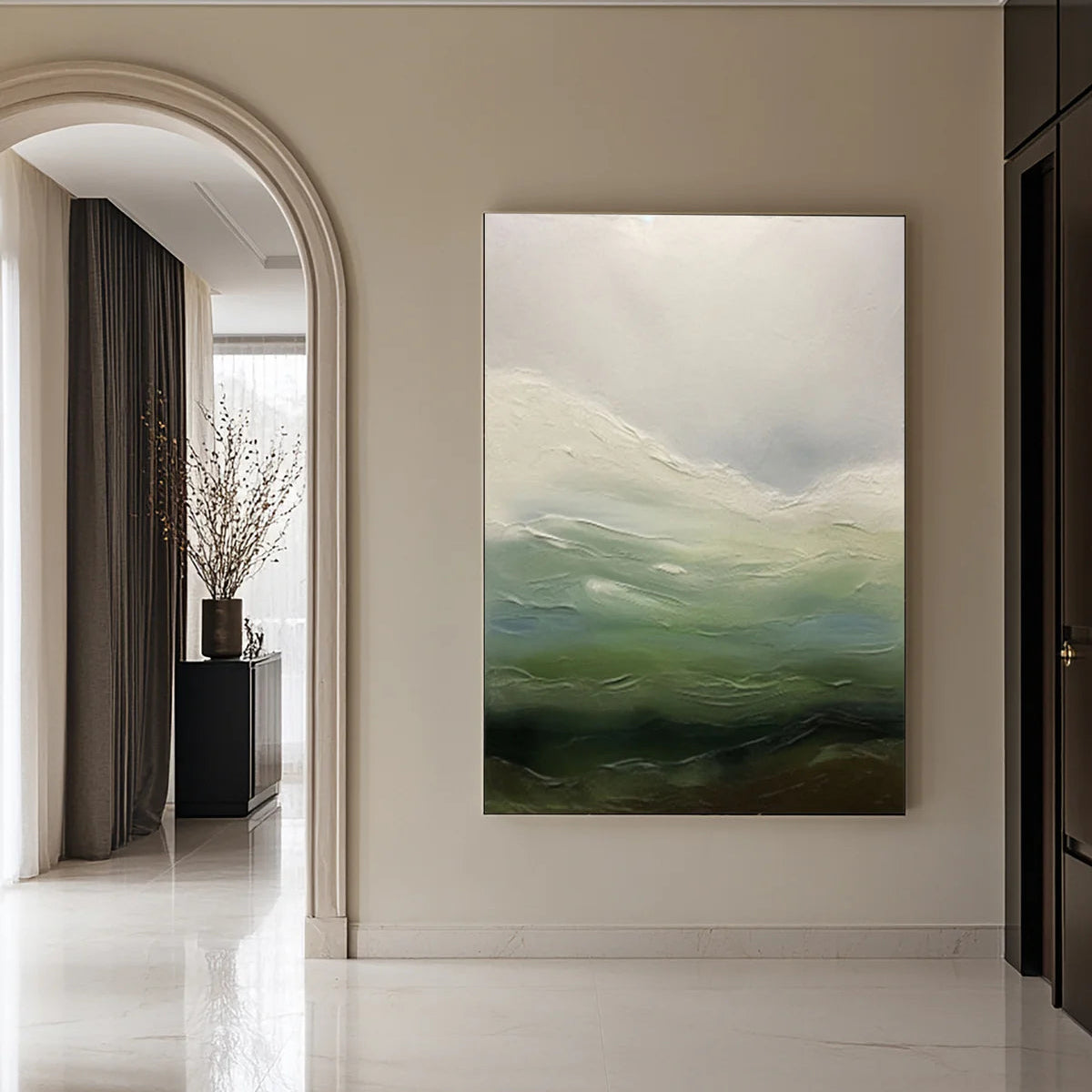 Contemporary Abstract with Blended Greens, Blues, and Whites #BGA 251