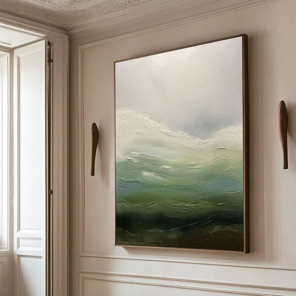 Contemporary Abstract with Blended Greens, Blues, and Whites #BGA 251