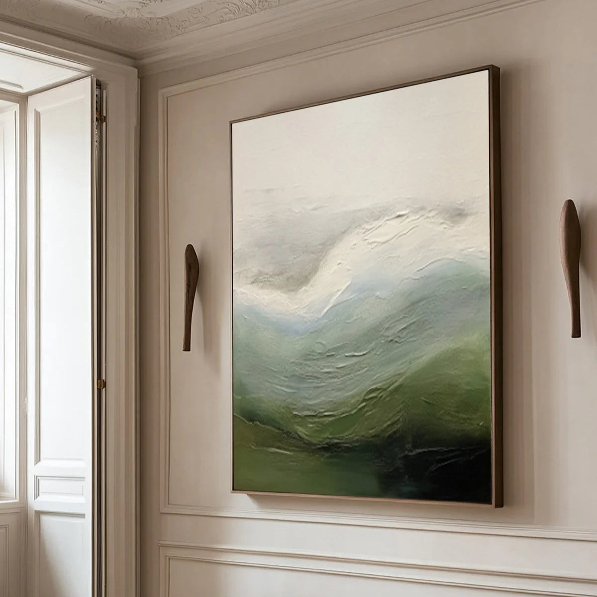 Contemporary Abstract Painting with Textured Hills and Soft Sky #BGA 252