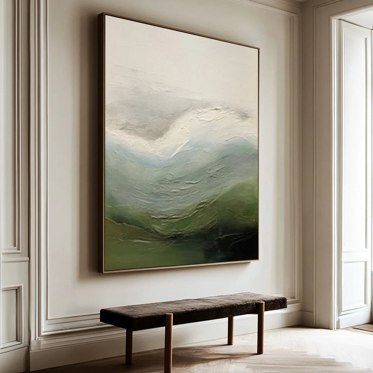 Contemporary Abstract Painting with Textured Hills and Soft Sky #BGA 252