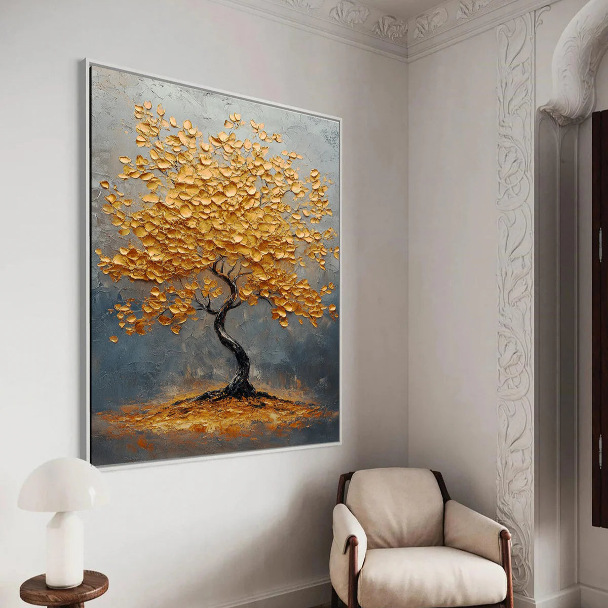Golden Tree of Tranquility Canvas Art Luxurious Wall Decor #FT 061